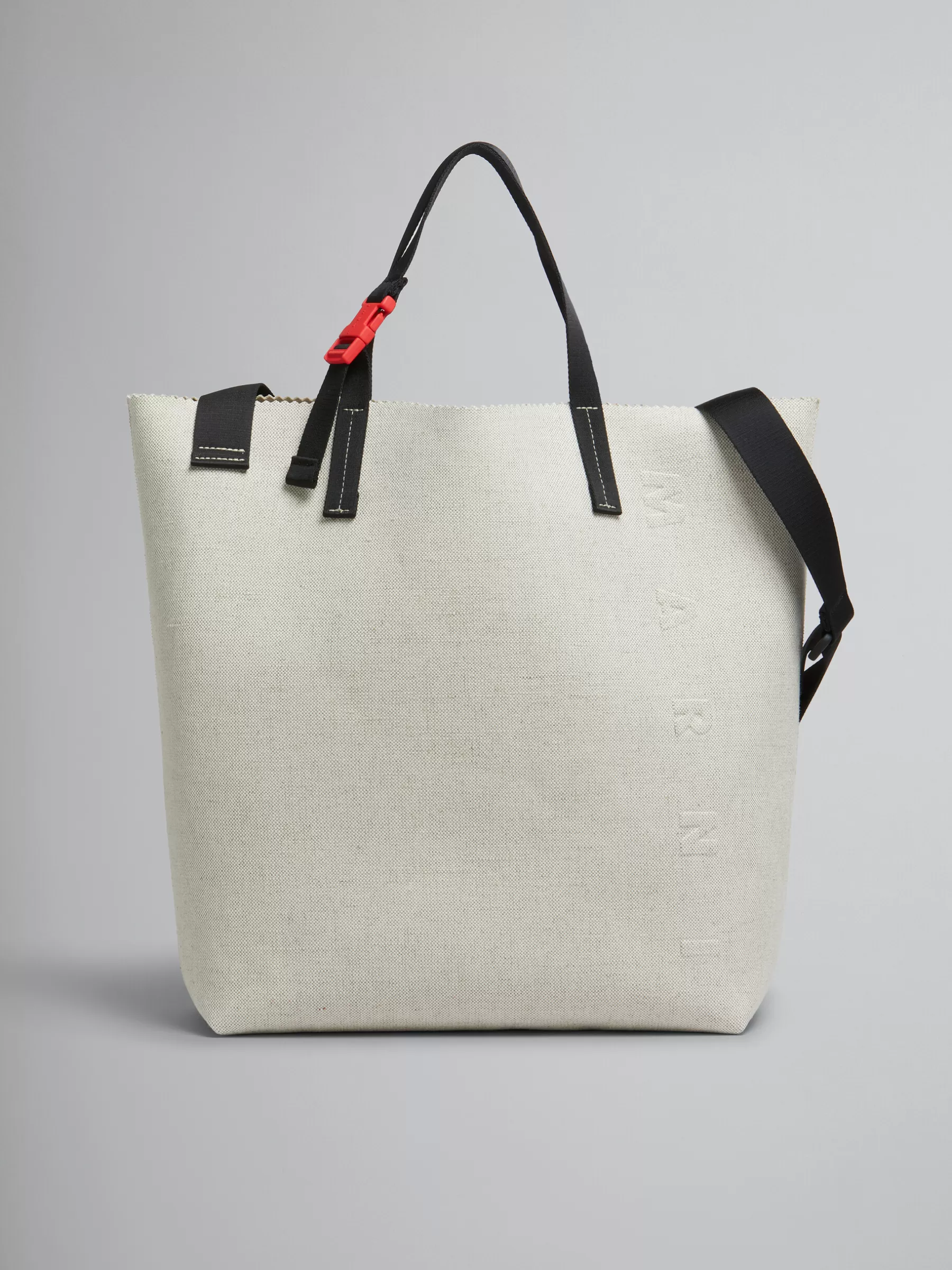 Marni White Canvas Tribeca Shopper With Raised Logo ALABASTER Best