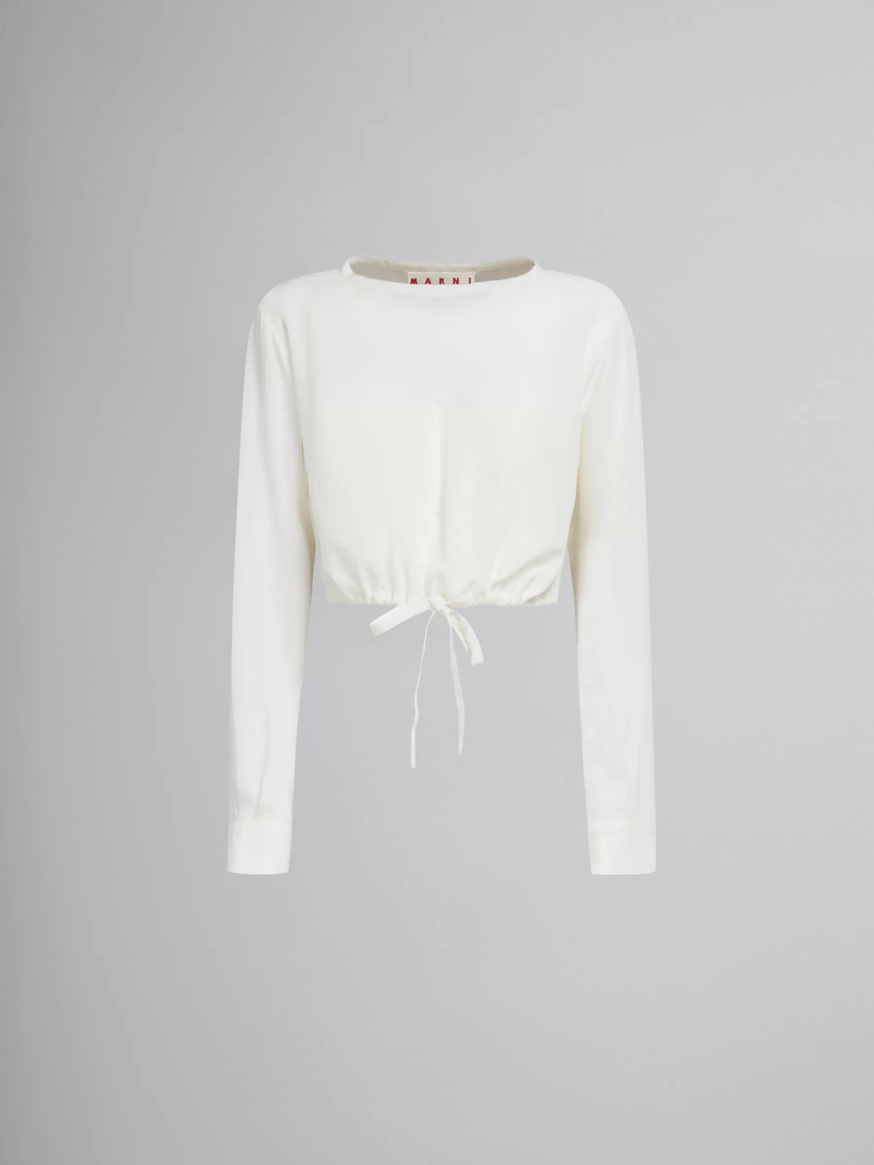 Marni White Crêpe De Chine Drawstring Top STONEWHITE Hot