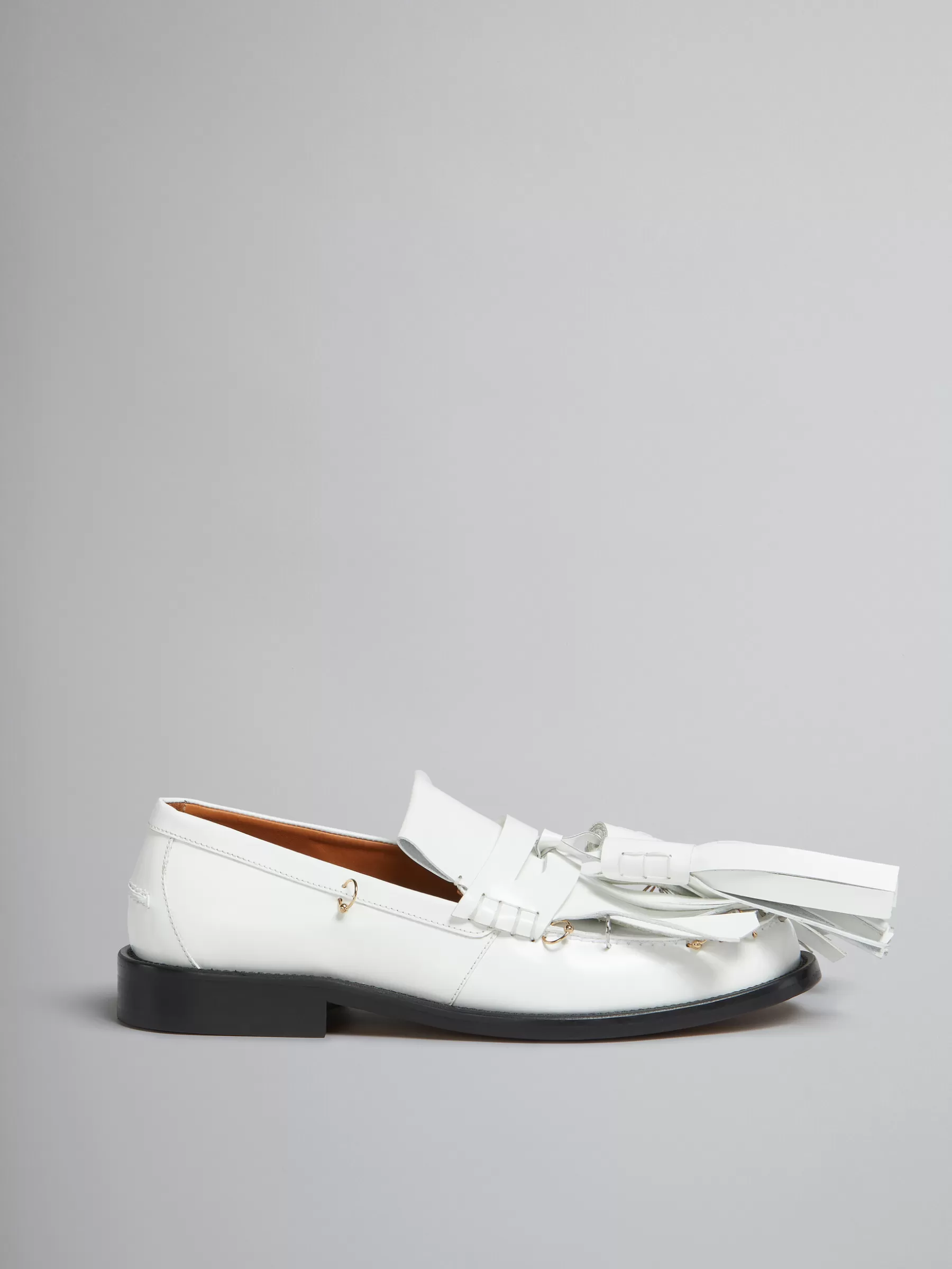 Marni White Leather Bambi Loafer With Maxi Tassels LILYWHITE Flash Sale