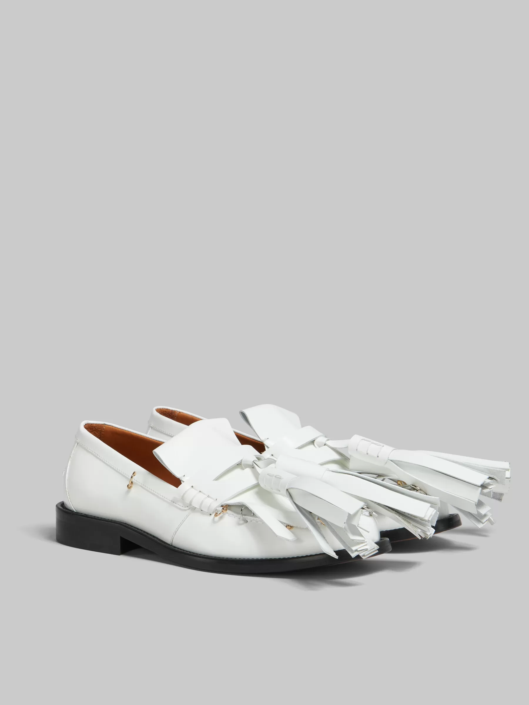 Marni White Leather Bambi Loafer With Maxi Tassels LILYWHITE Flash Sale