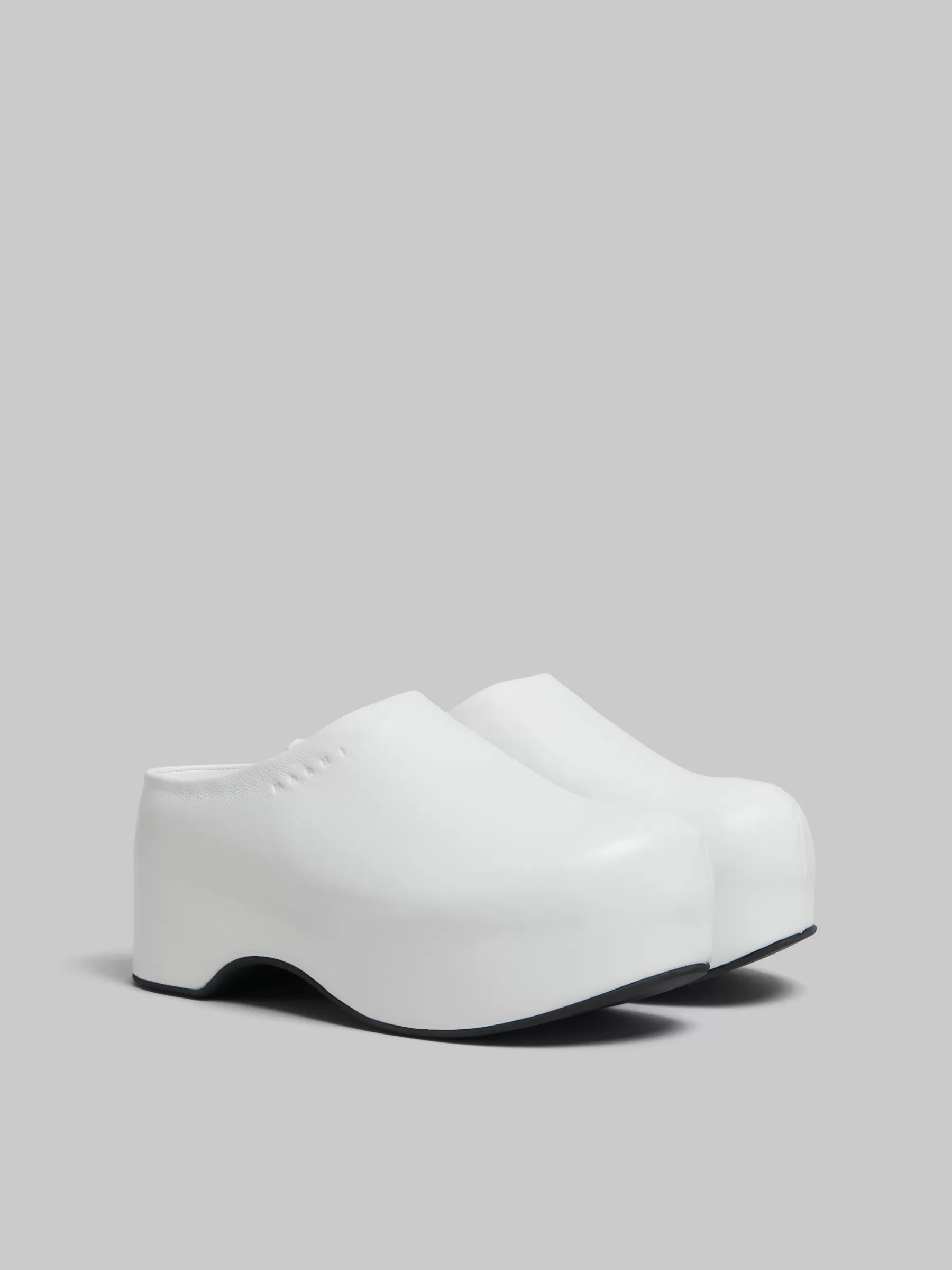 Marni White Leather Chunky Clog Sabot LILYWHITE Store