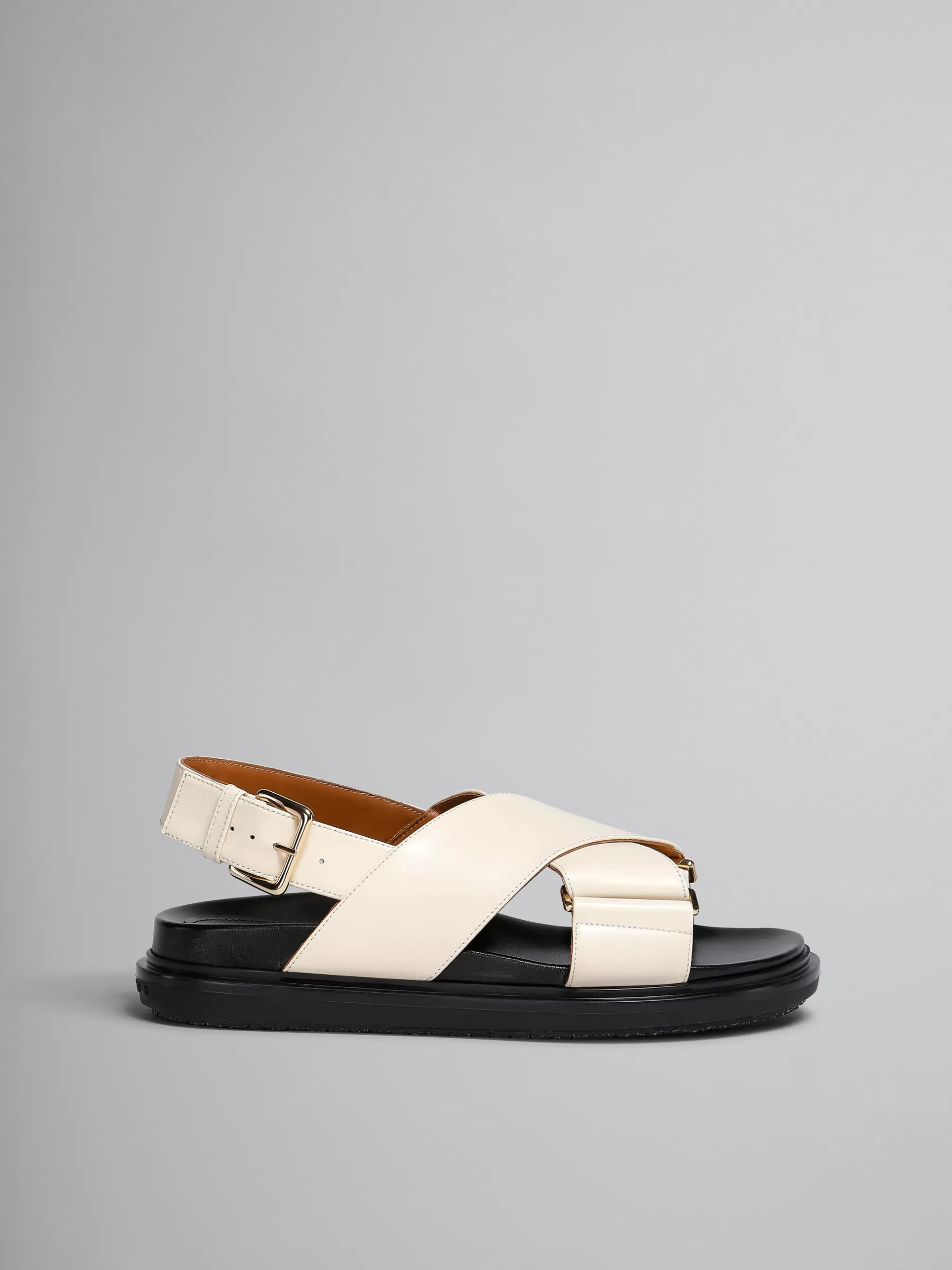Marni White Leather Fussbett SILKWHITE Clearance