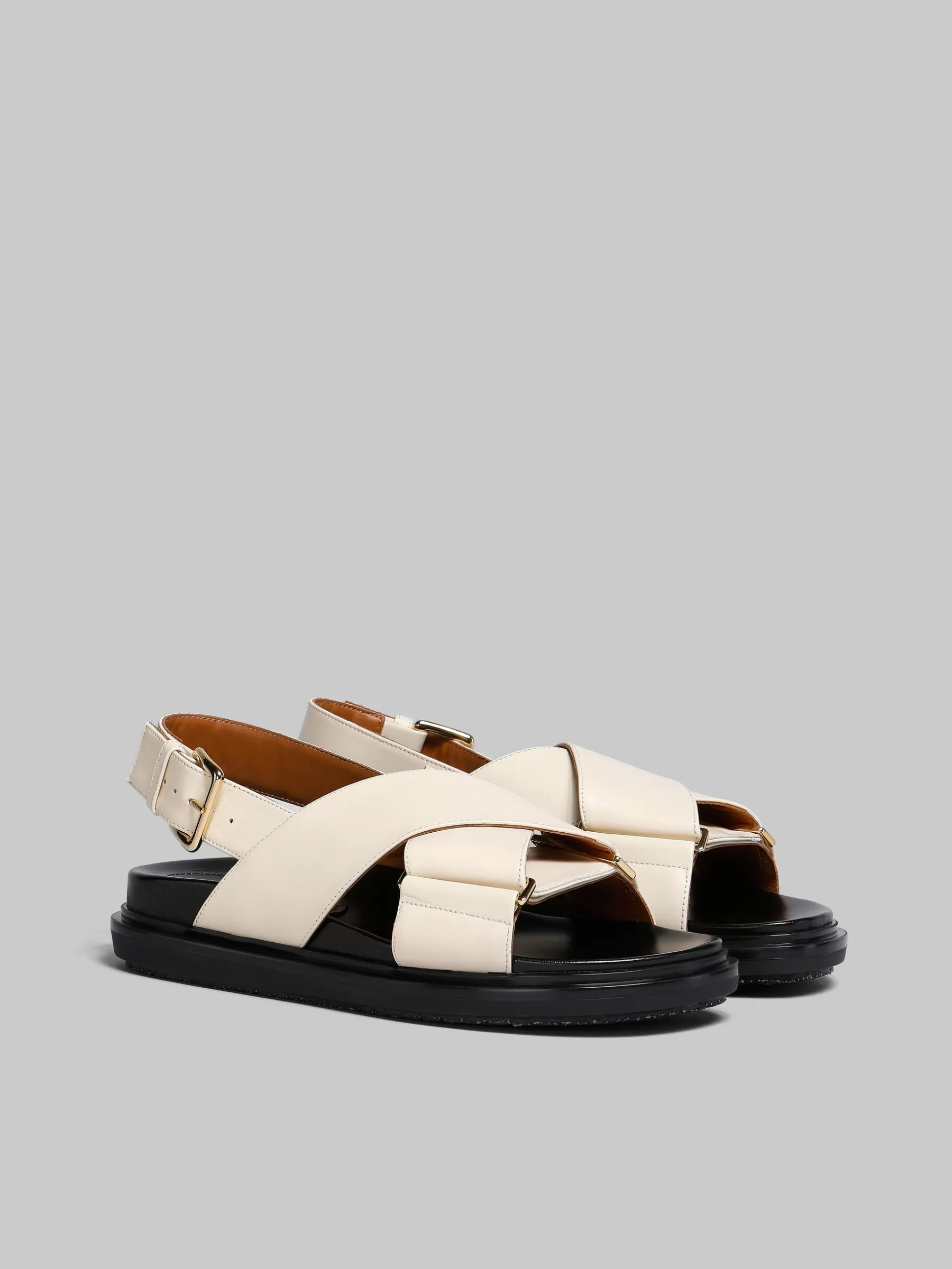 Marni White Leather Fussbett SILKWHITE Clearance