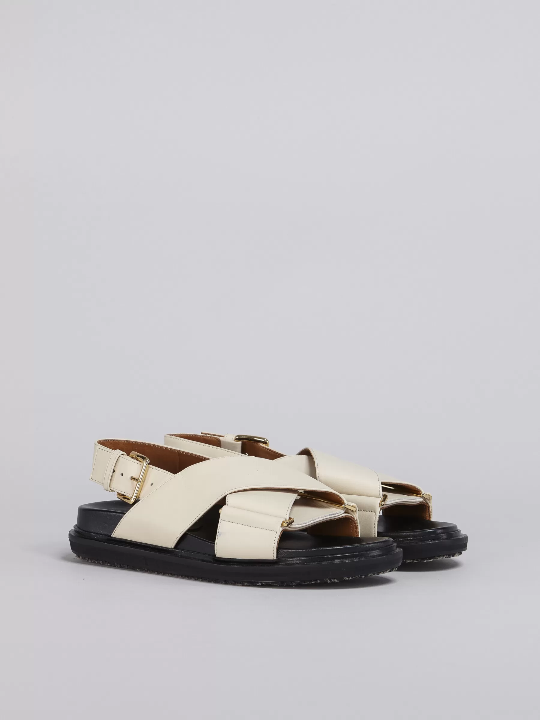 Marni White Leather Fussbett SILKWHITE Cheap