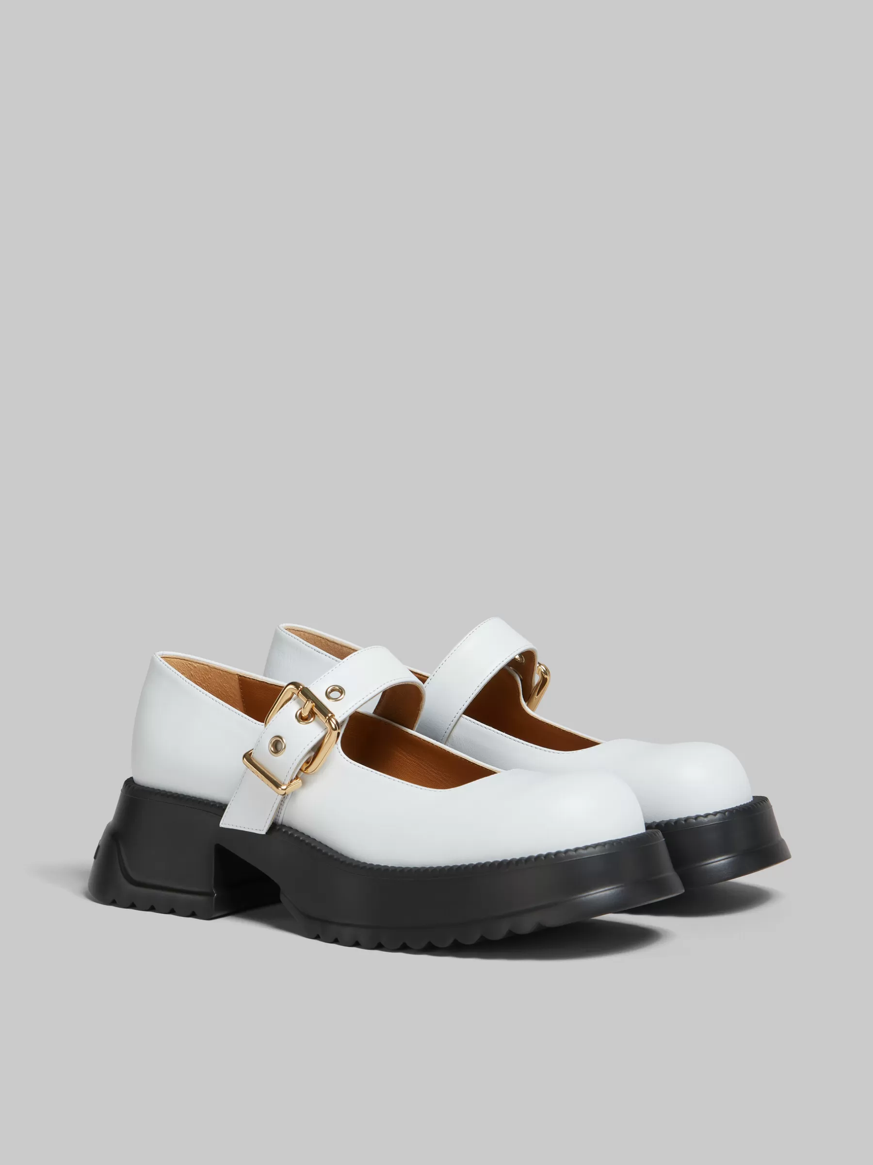 Marni White Leather Mary Jane With Platform Sole LILYWHITE Cheap