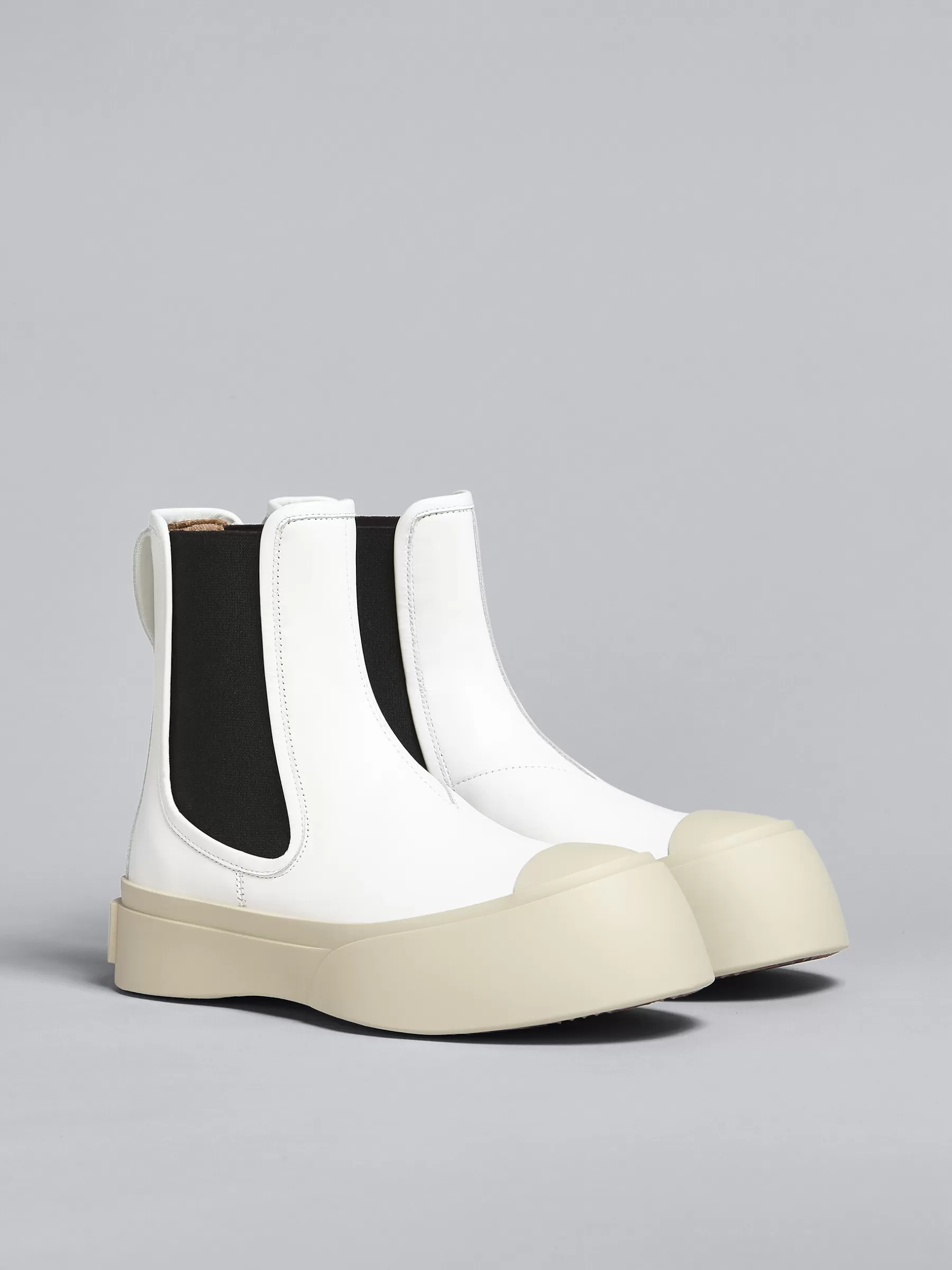 Marni White Leather Pablo Chelsea Boot LILYWHITE Discount