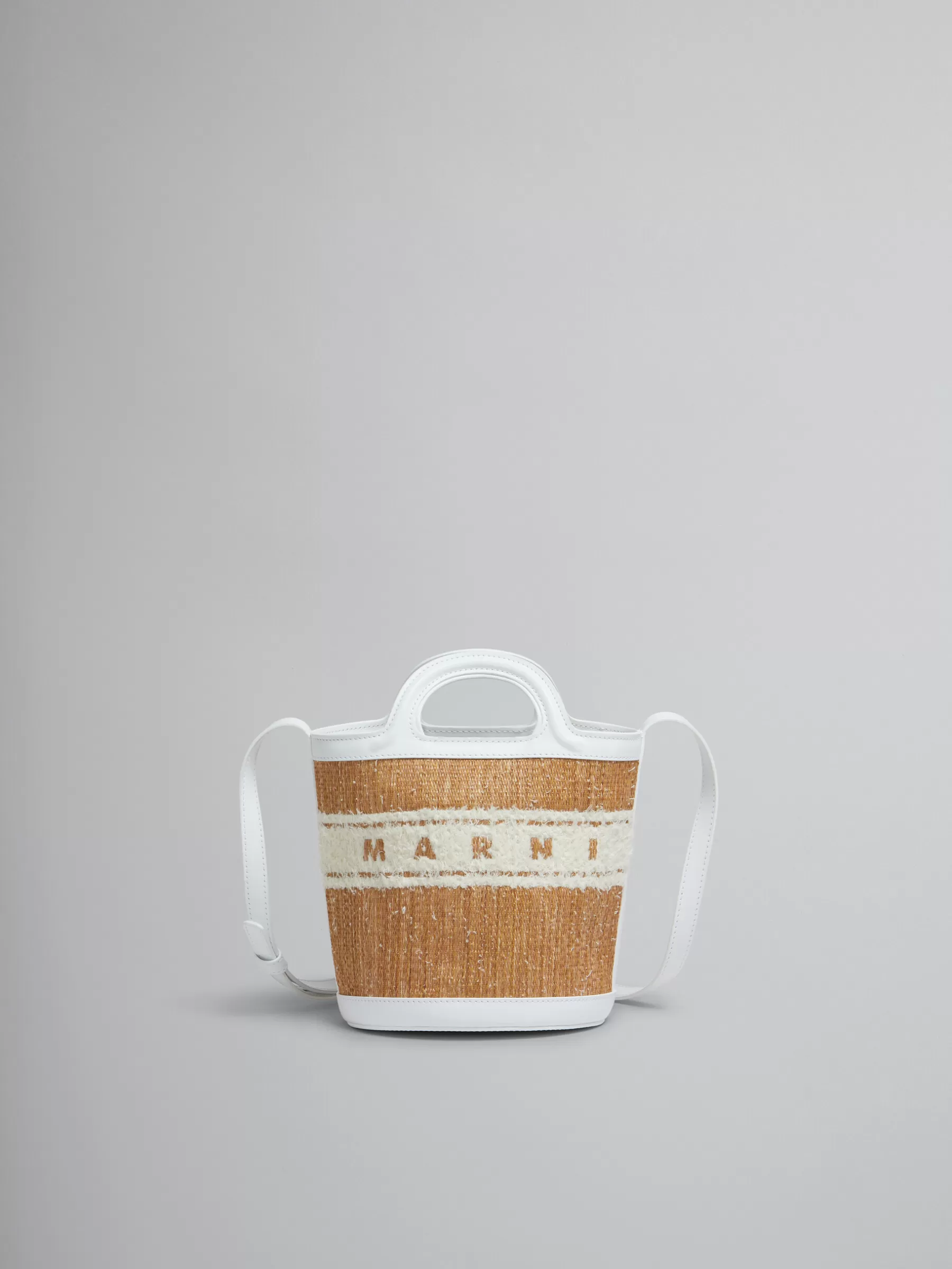Marni White Leather Tropicalia Small Bucket Bag With Tufted Logo ECRU/WHITE Best Sale