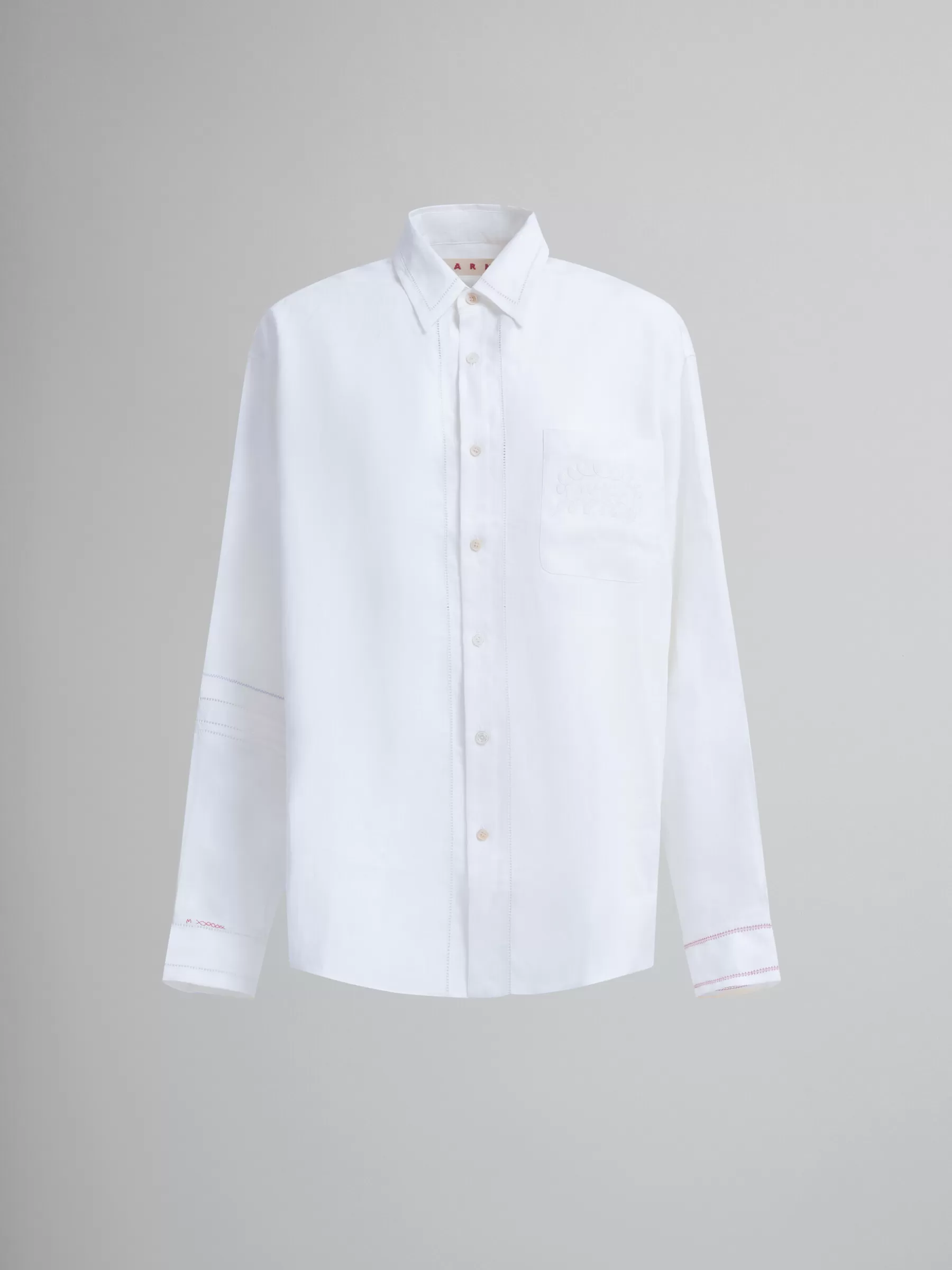 Marni White Linen Shirt With Openwork Embroidery LILYWHITE Sale