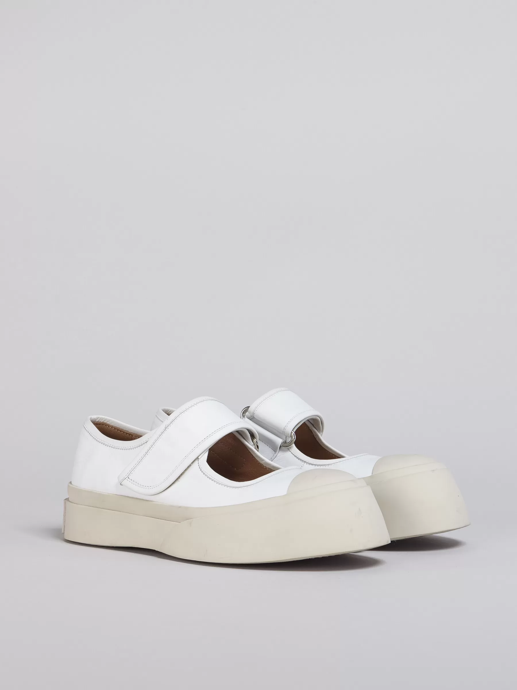 Marni White Nappa Leather Mary Jane Sneaker LILYWHITE Flash Sale