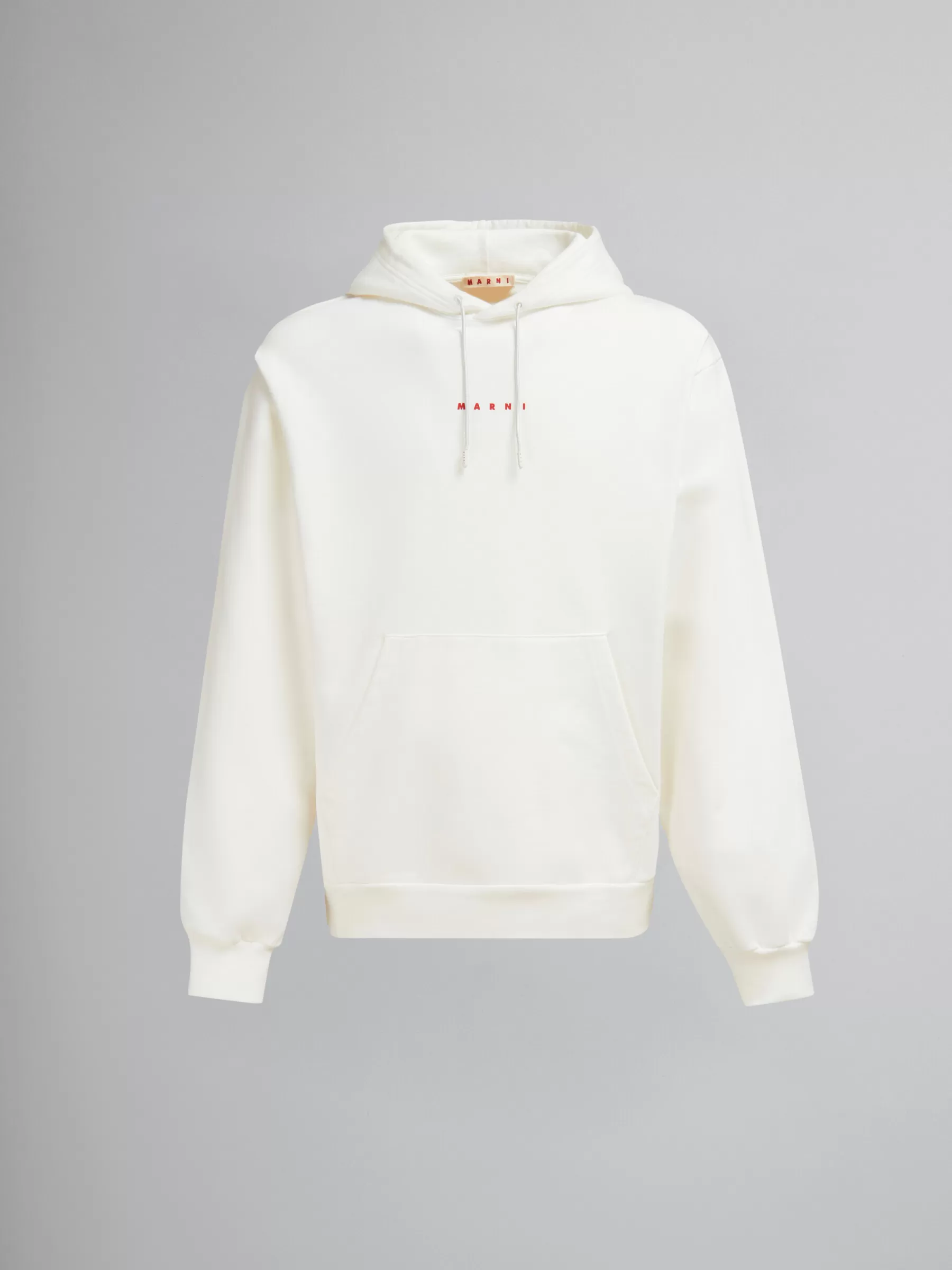 Marni White Organic Cotton Hoodie With Mini Print NATURAL WHITE Shop