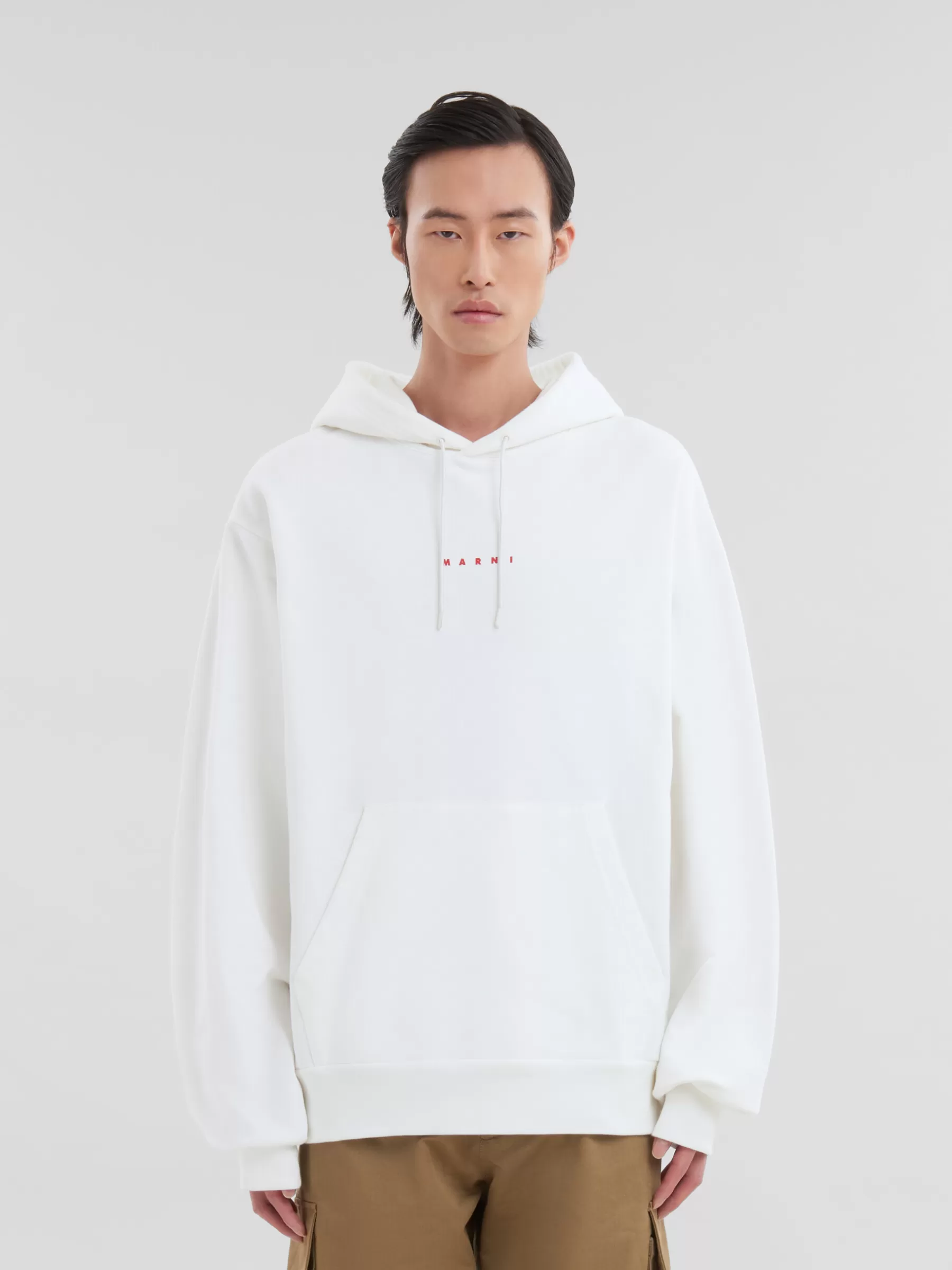 Marni White Organic Cotton Hoodie With Mini Print NATURAL WHITE Shop