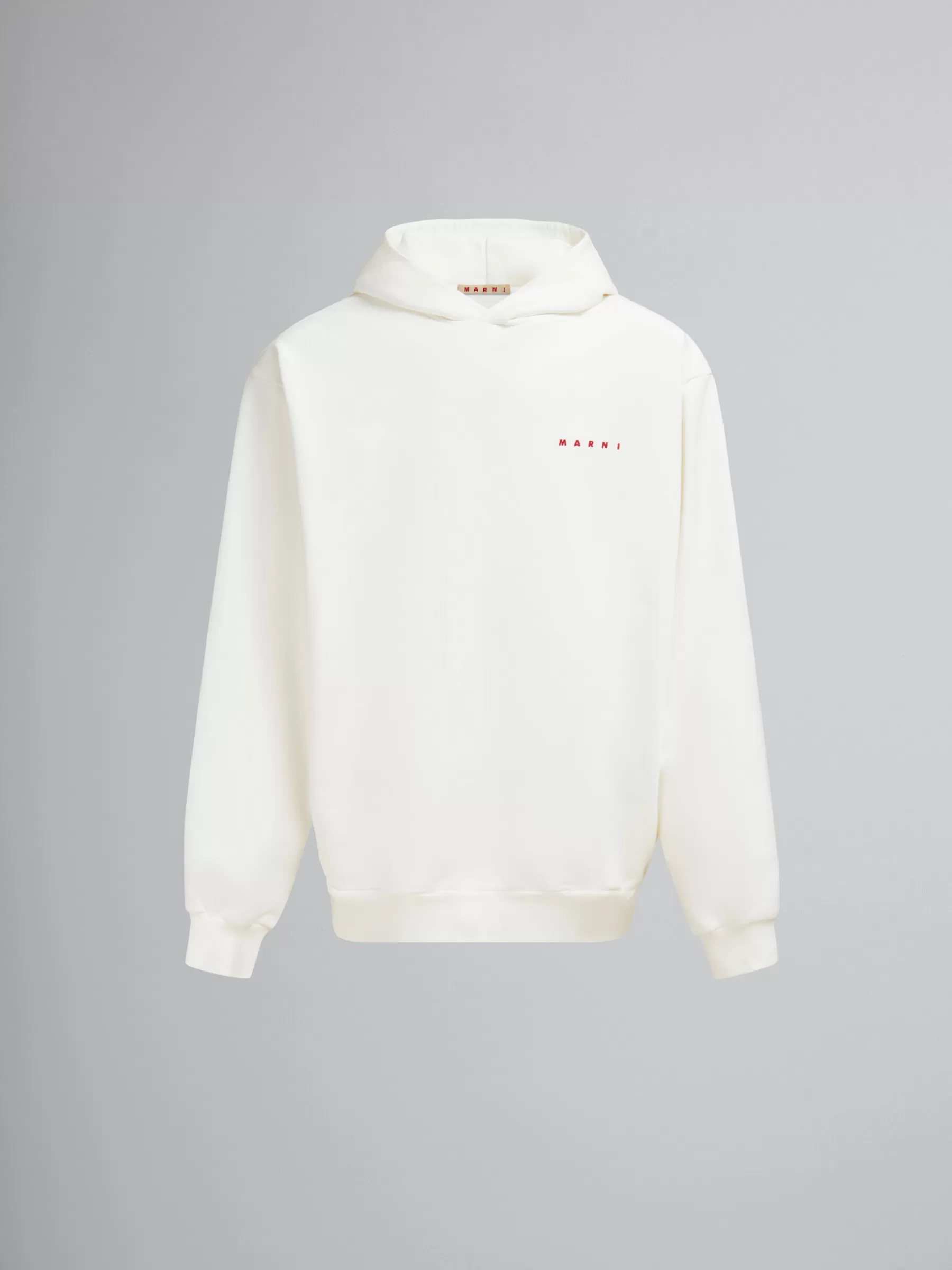 Marni White Organic Cotton Hoodie With Wrinkled Logo NATURAL WHITE Cheap