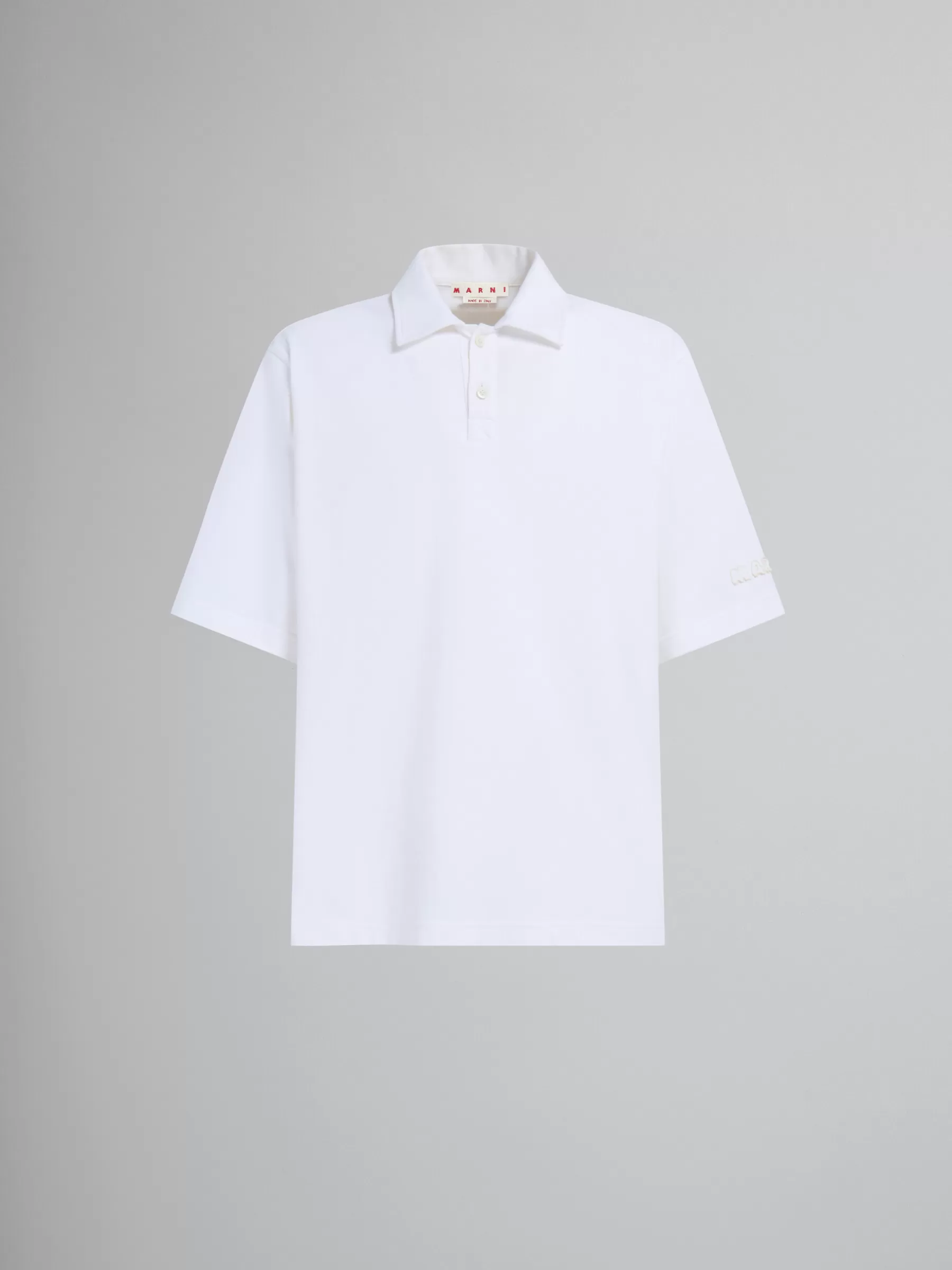 Marni White Organic Cotton Oversized Polo Shirt With Patches LILYWHITE Flash Sale
