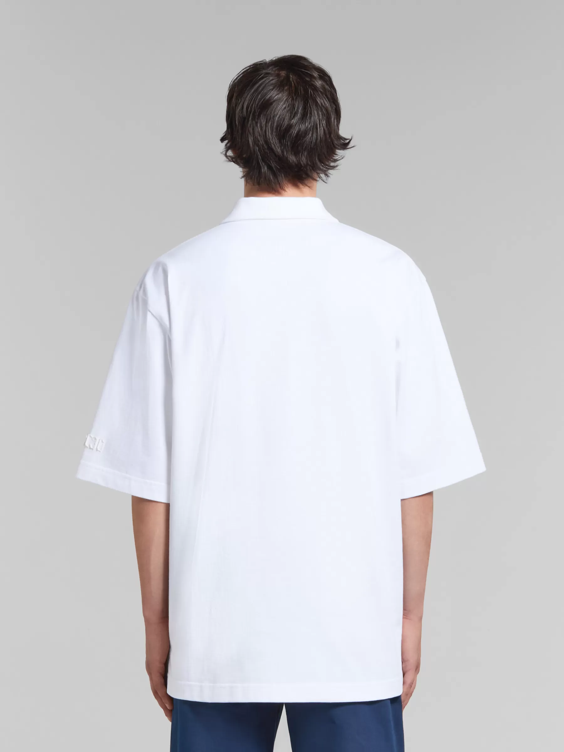Marni White Organic Cotton Oversized Polo Shirt With Patches LILYWHITE Flash Sale