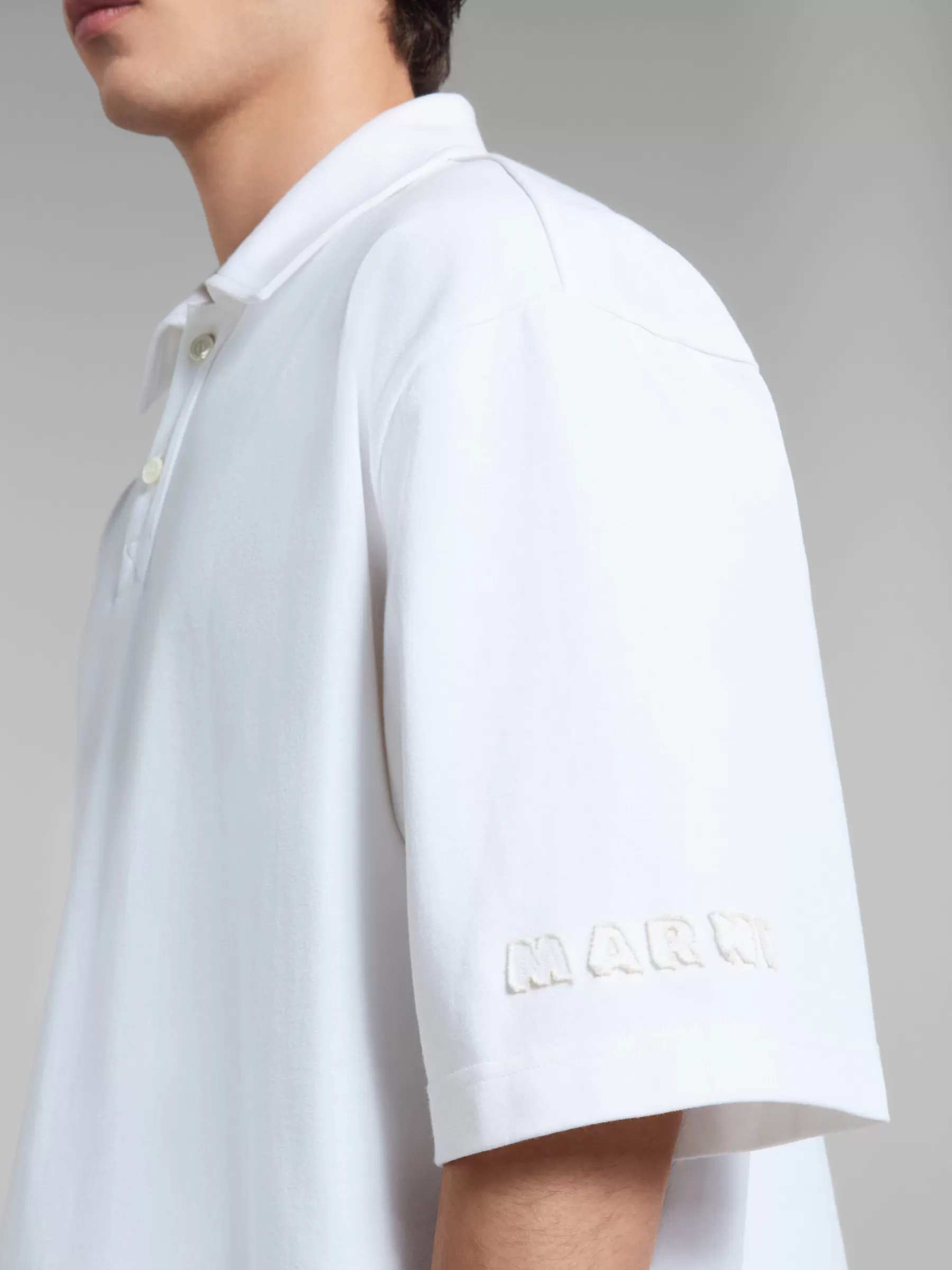 Marni White Organic Cotton Oversized Polo Shirt With Patches LILYWHITE Flash Sale