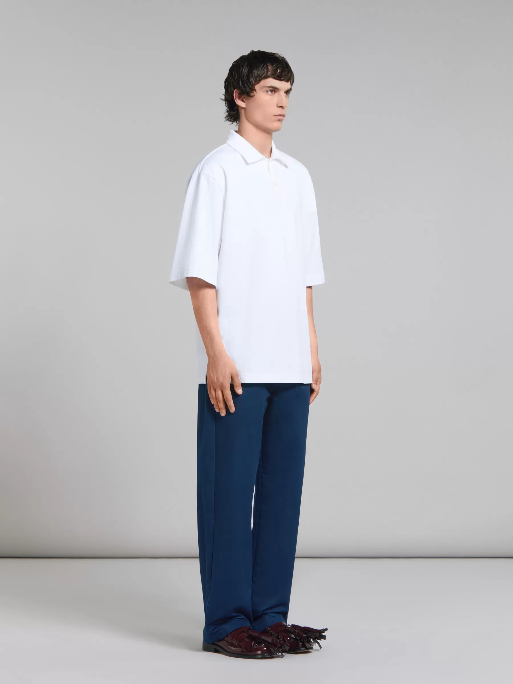 Marni White Organic Cotton Oversized Polo Shirt With Patches LILYWHITE Flash Sale