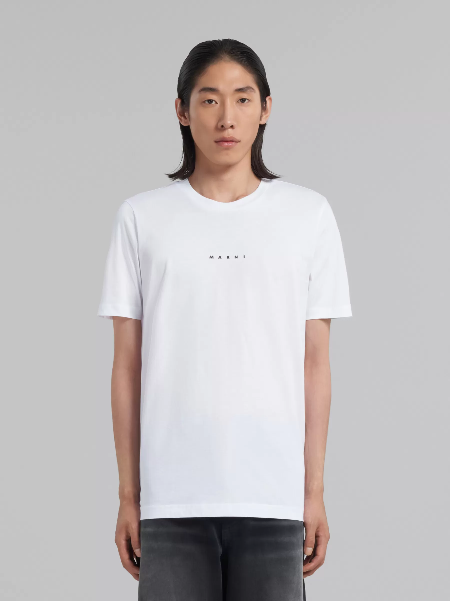 Marni White Organic Cotton T-shirt With Logo LILYWHITE Sale