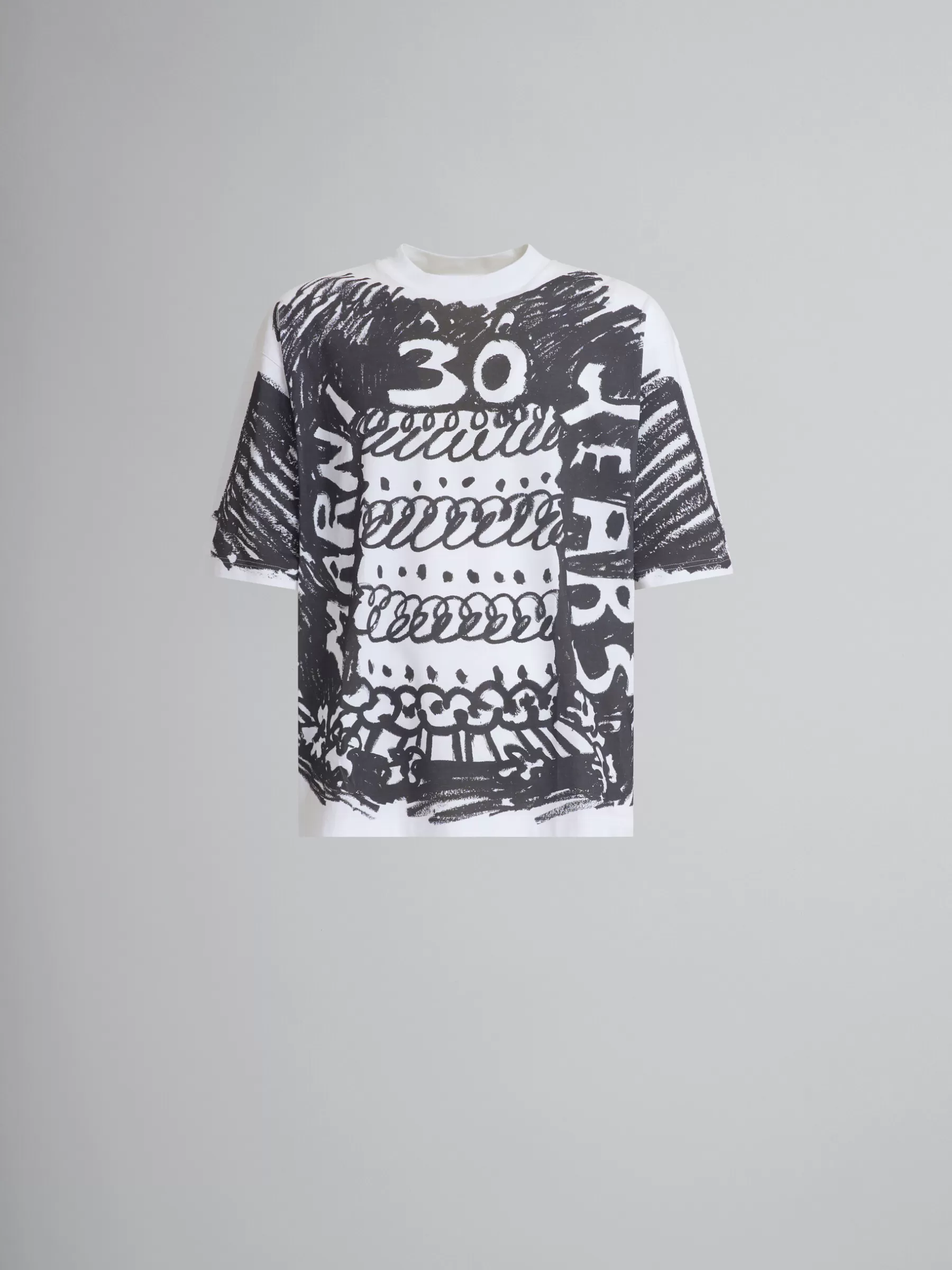 Marni White Organic Cotton T-shirt With 30th Anniversary Print LILYWHITE Discount