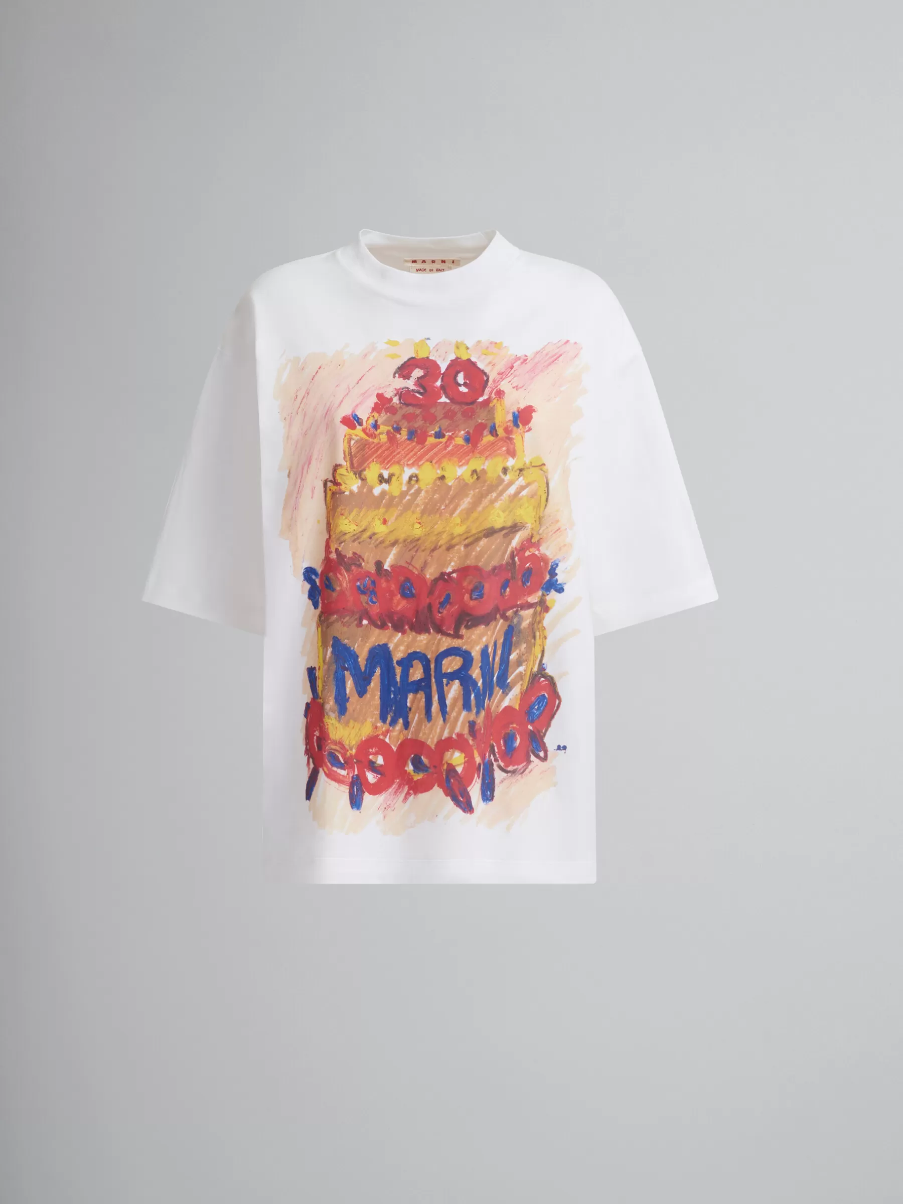 Marni White Organic Cotton T-shirt With 30th Anniversary Print LILYWHITE Store