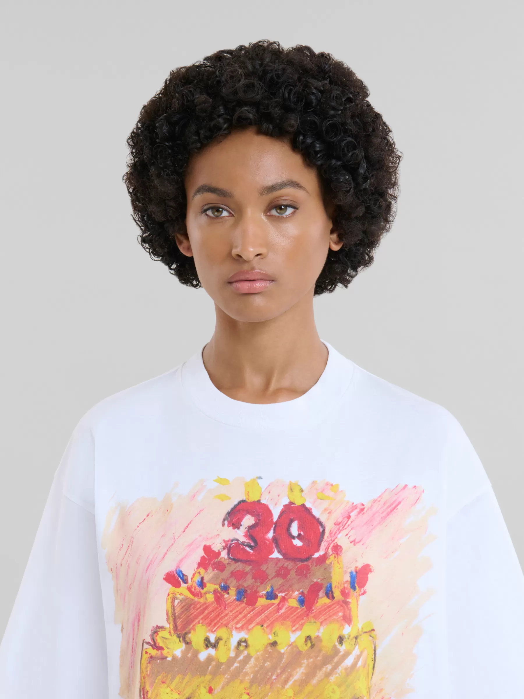 Marni White Organic Cotton T-shirt With 30th Anniversary Print LILYWHITE Store