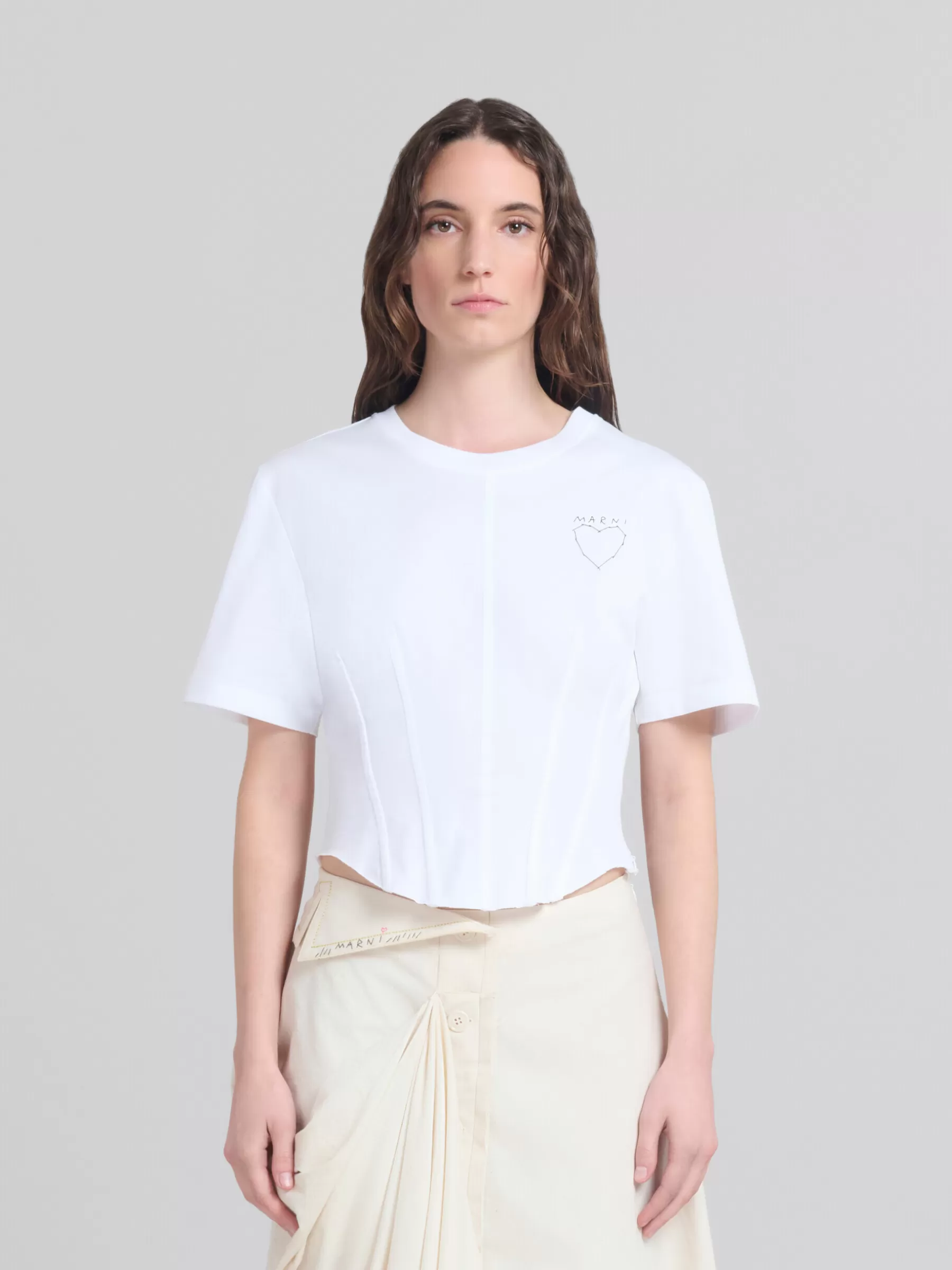 Marni White Organic Jersey Corset T-shirt LILYWHITE Best Sale