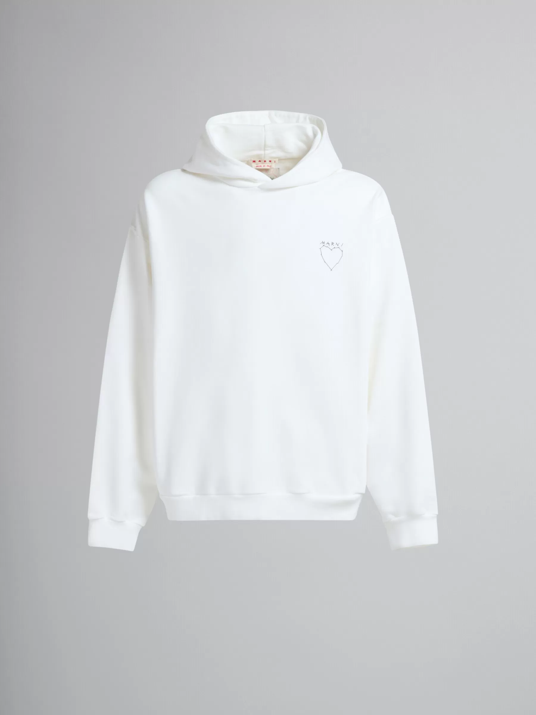 Marni White Organic Jersey Hoodie With Back Print NATURAL WHITE Cheap