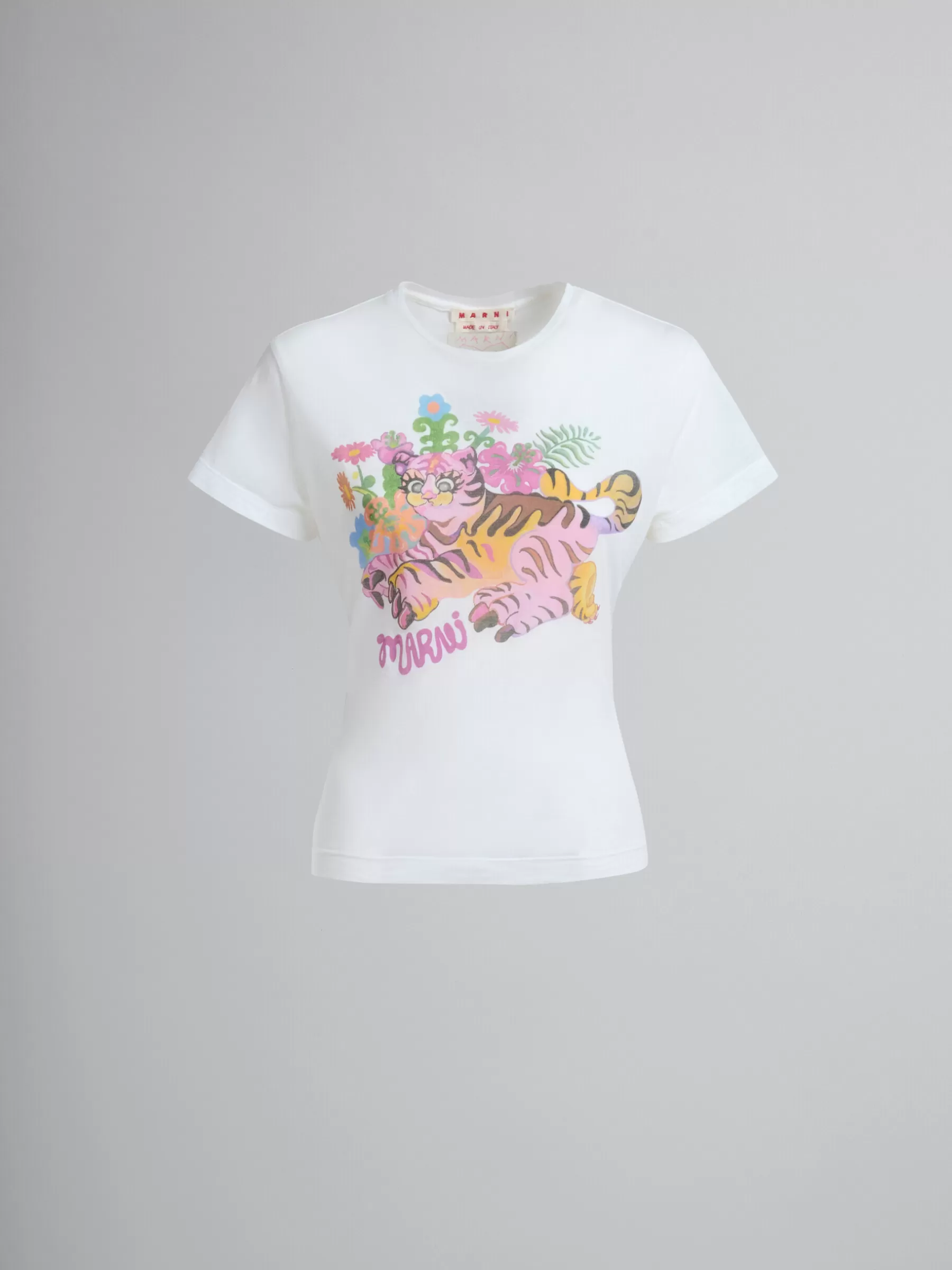 Marni White Organic Jersey Slim-fit T-shirt With Print LILYWHITE Shop