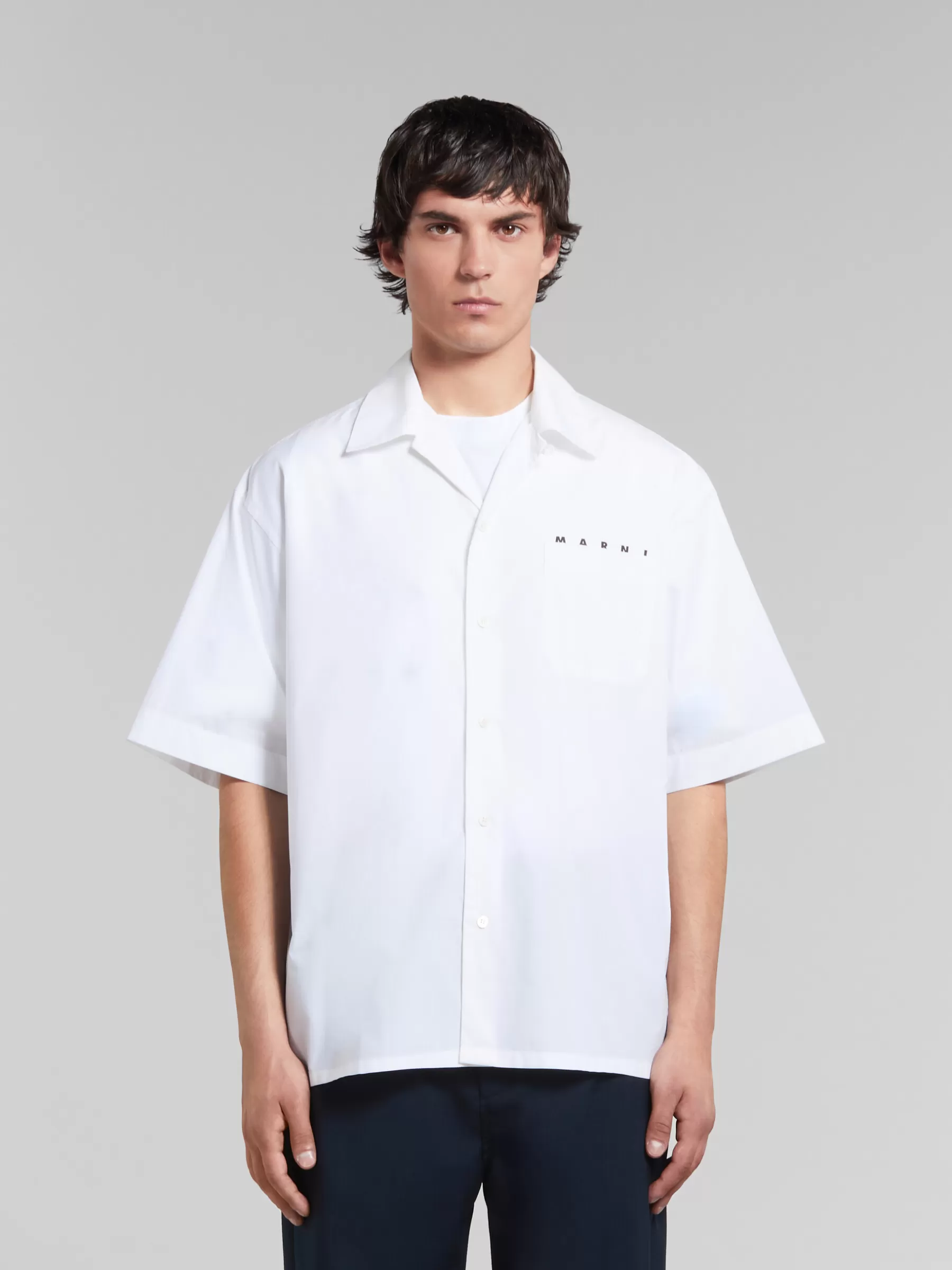 Marni White Organic Poplin Bowling Shirt With Hidden Logo LILYWHITE Best Sale