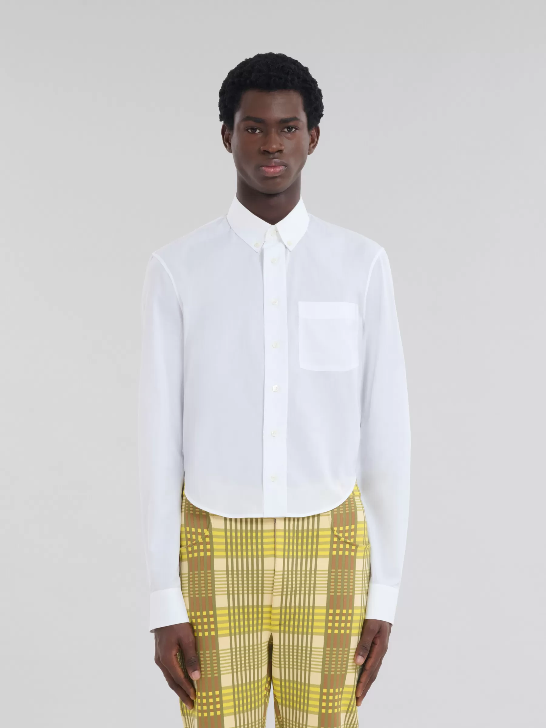 Marni White Organic Poplin Shirt With Cropped Hem LILYWHITE Online