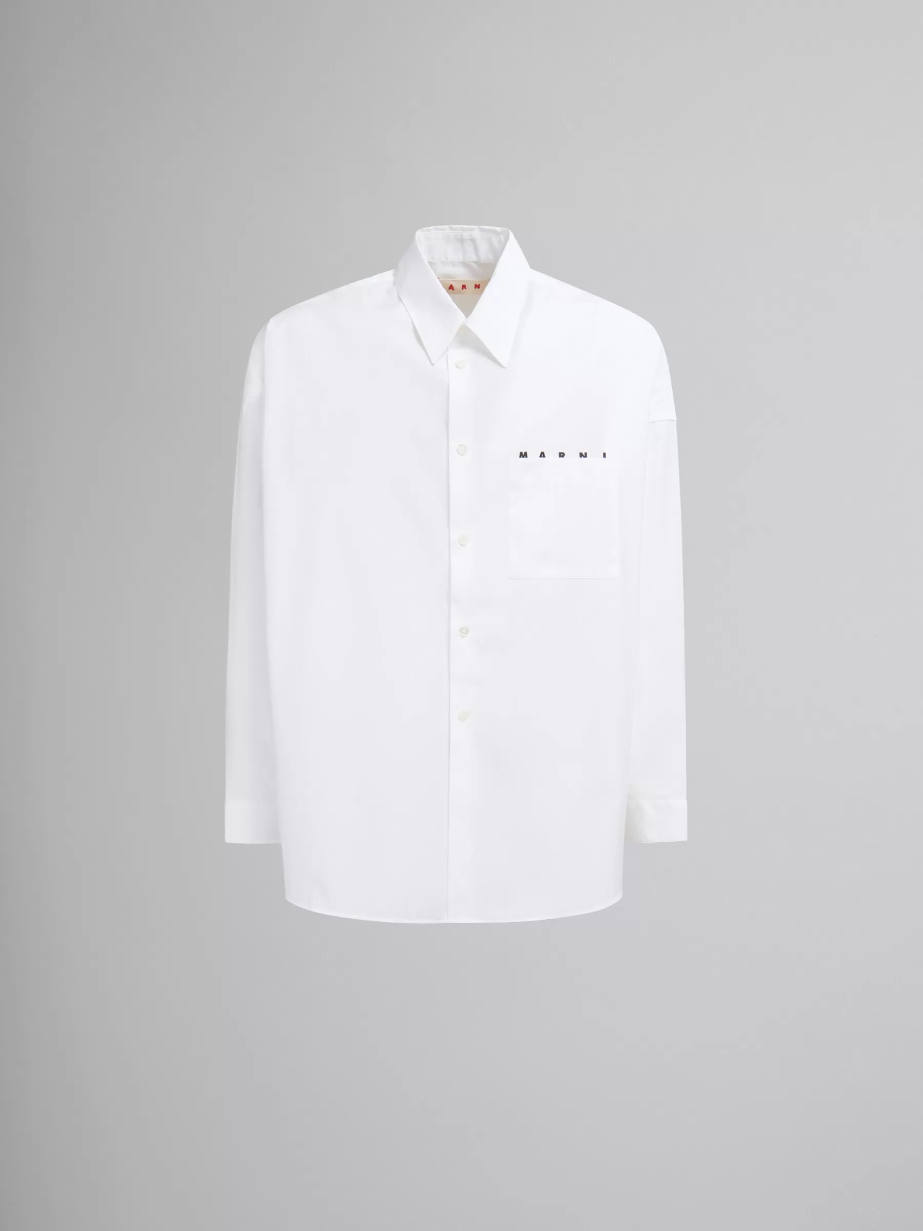 Marni White Organic Poplin Shirt With Peeping Logo LILYWHITE Best Sale