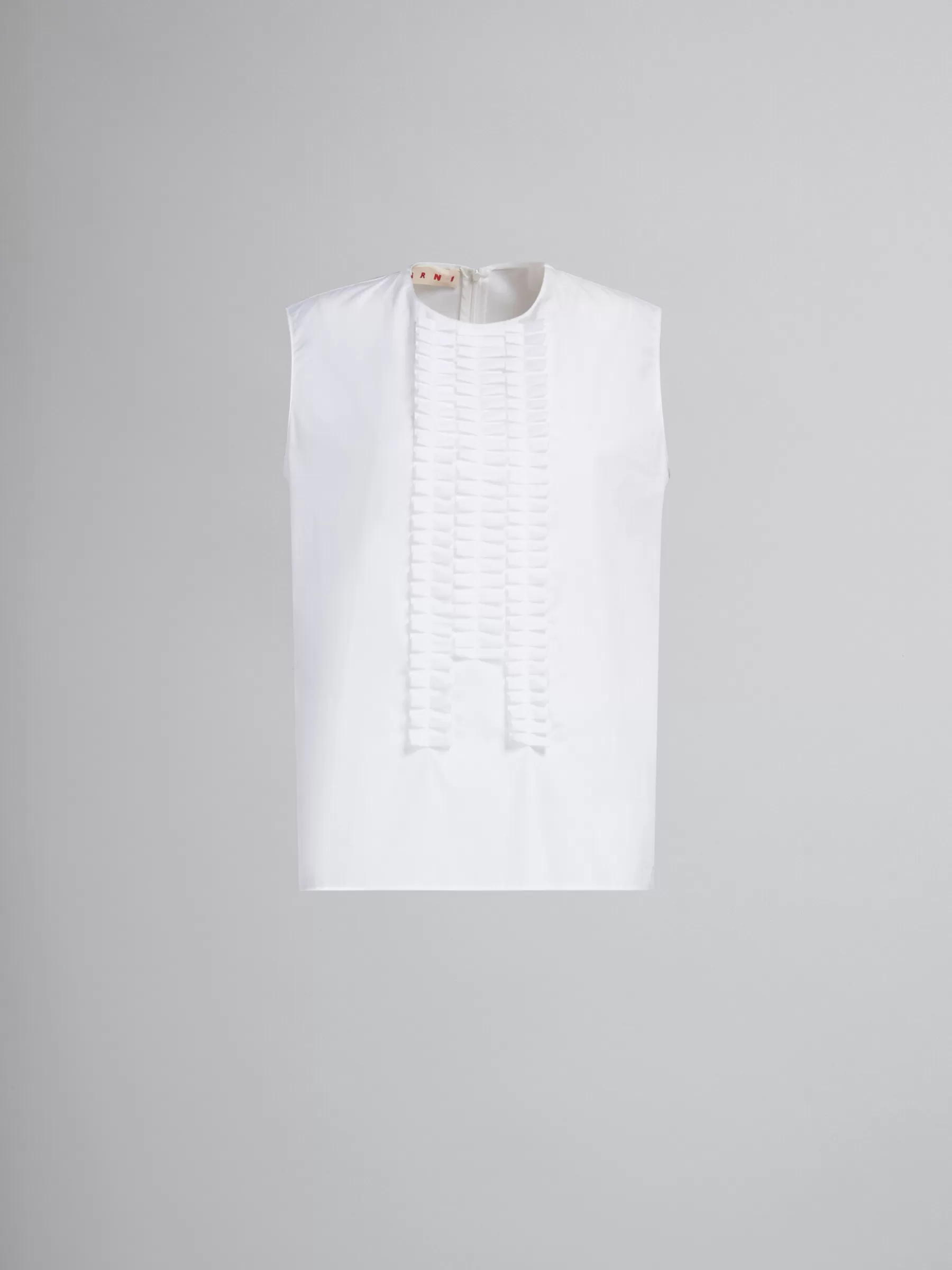 Marni White Organic Poplin Sleeveless Top With Pleated Detailing LILYWHITE Cheap