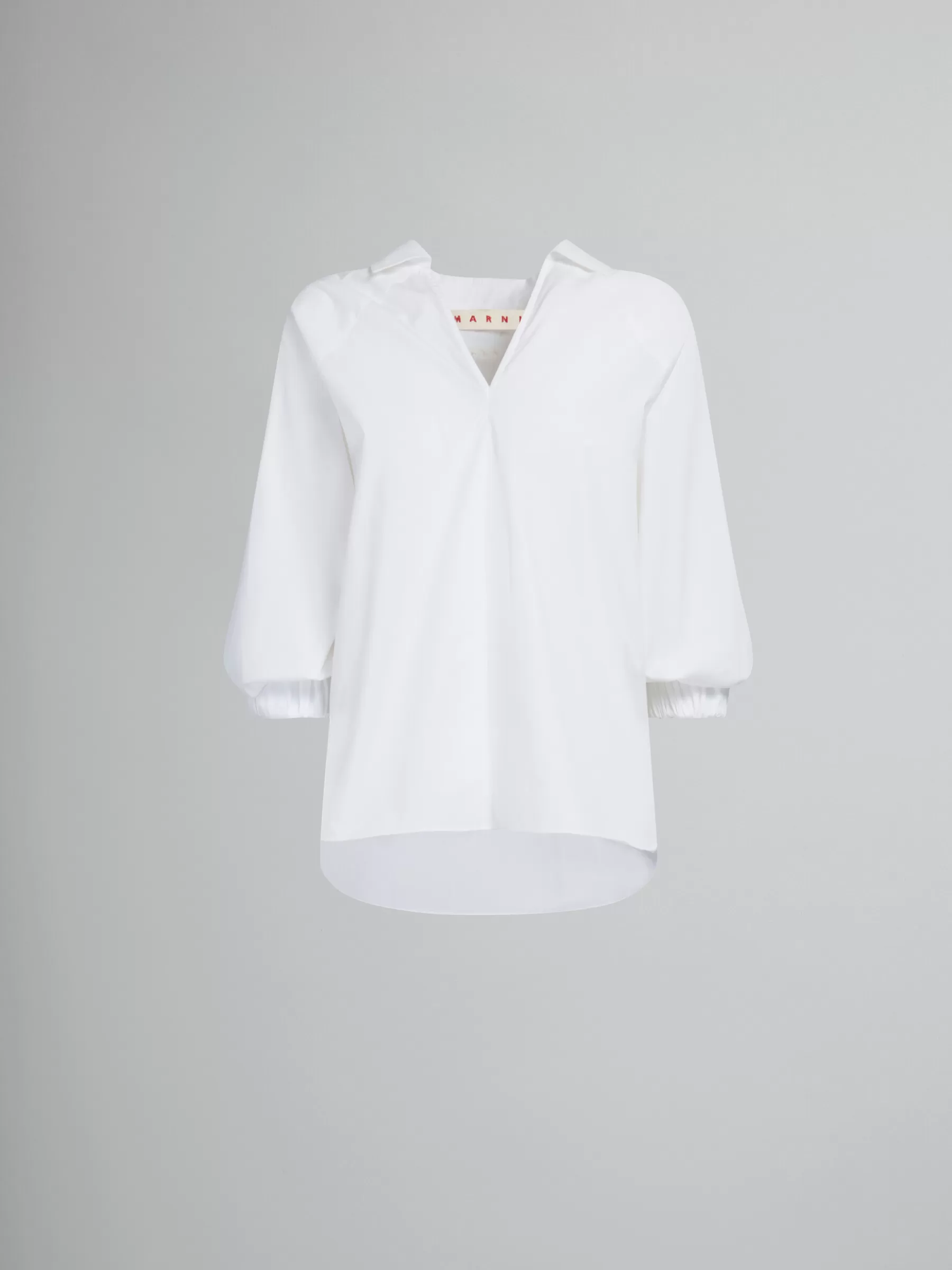 Marni White Organic Poplin Top With Shirt Collar LILYWHITE Clearance