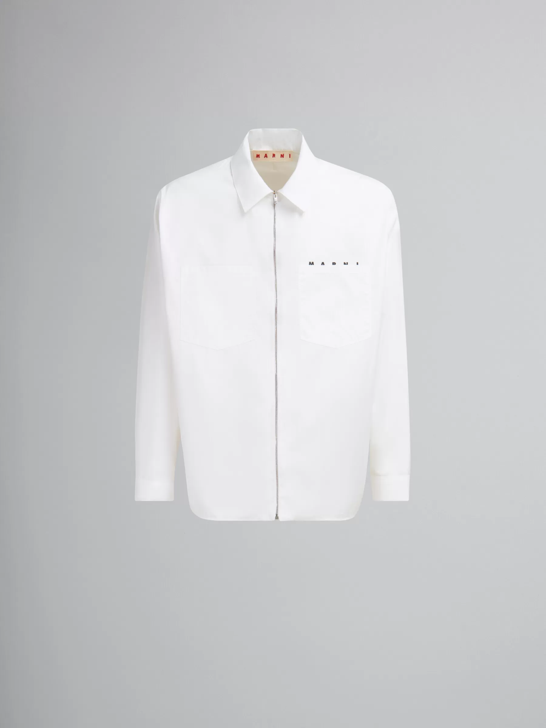 Marni White Organic Poplin Zip Shirt With Hidden Logo LILYWHITE Shop