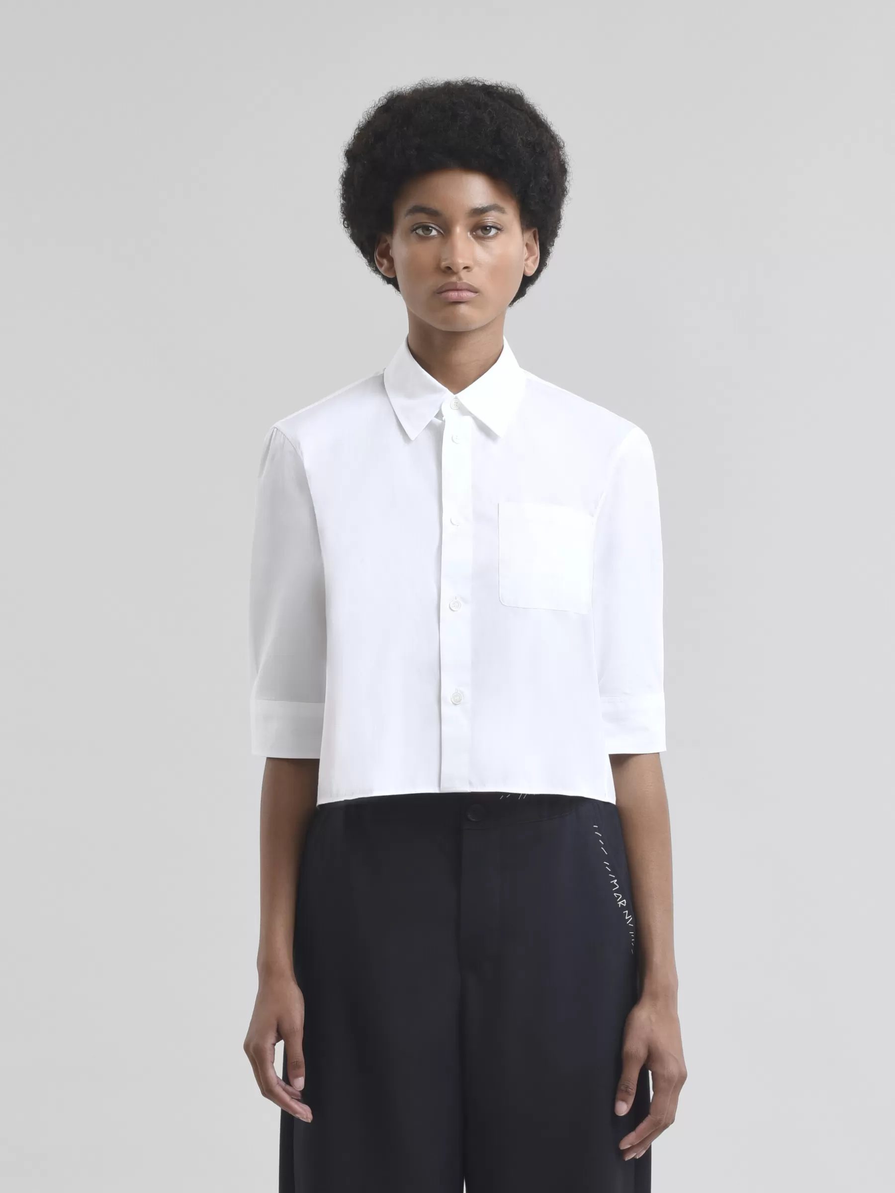 Marni White Poplin Cocoon Shirt LILYWHITE New