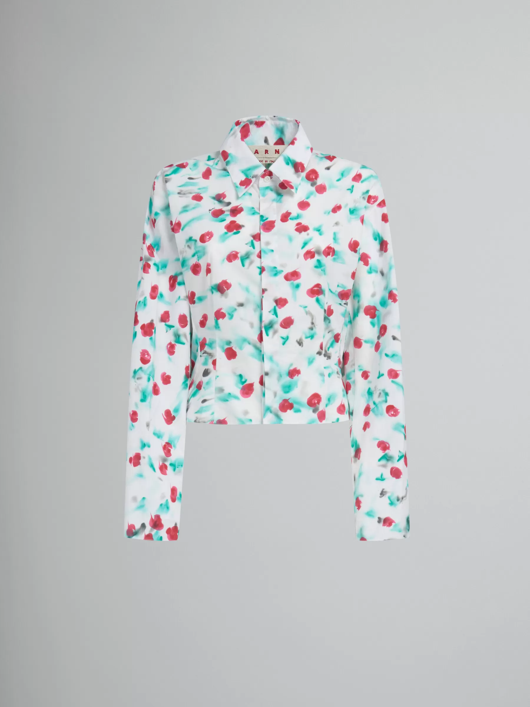 Marni White Poplin Gathered Shirt With Reverie Print LILYWHITE Flash Sale