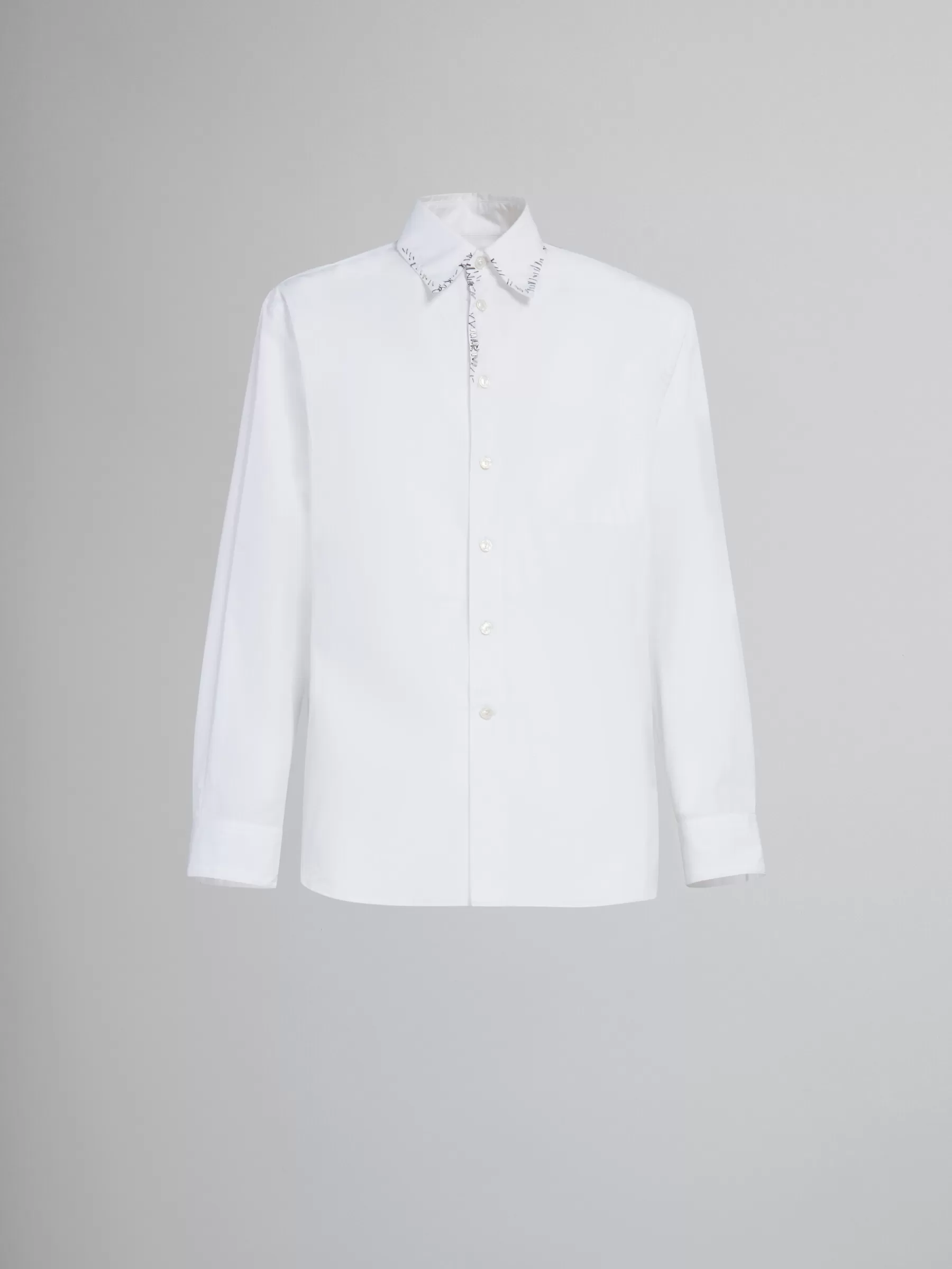 Marni White Poplin Shirt With Bead Mending LILYWHITE New