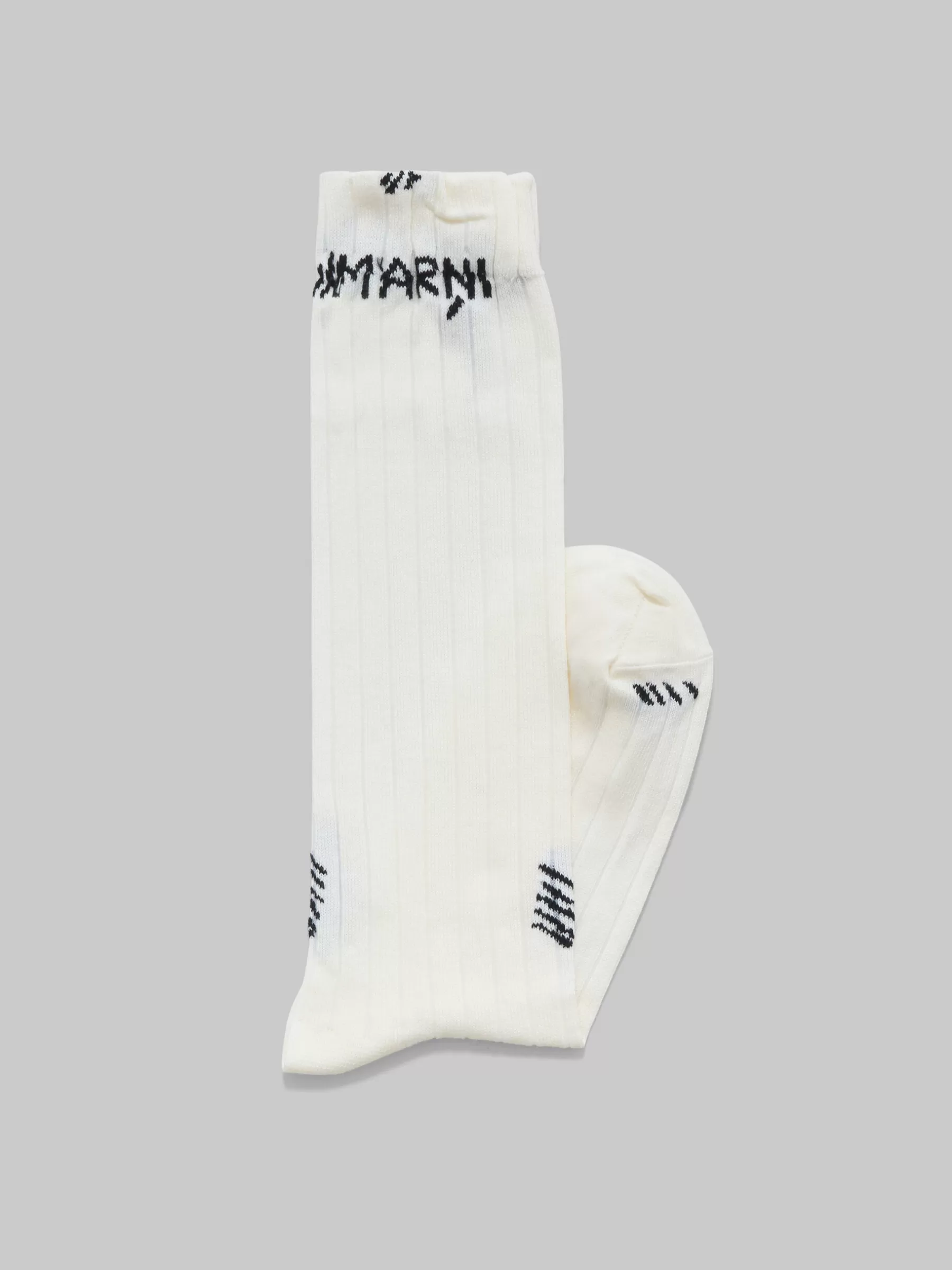 Marni White Ribbed Cotton Socks With Mending ALABASTER Outlet