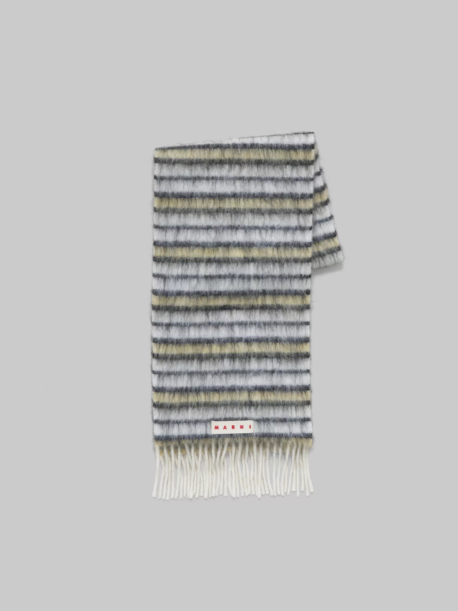 Marni White Wool And Mohair Scarf With Striped Pattern LILYWHITE Shop