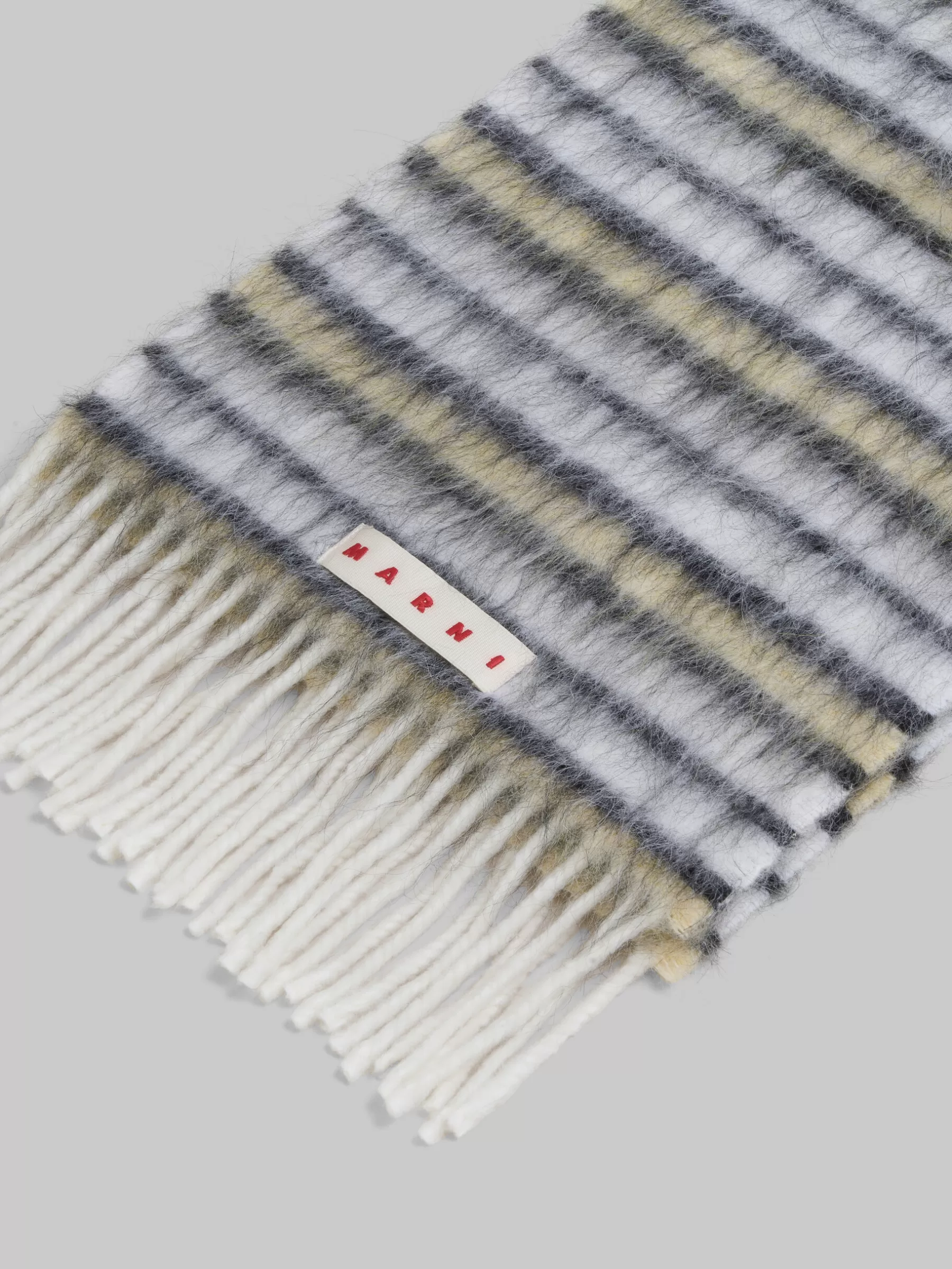 Marni White Wool And Mohair Scarf With Striped Pattern LILYWHITE Shop