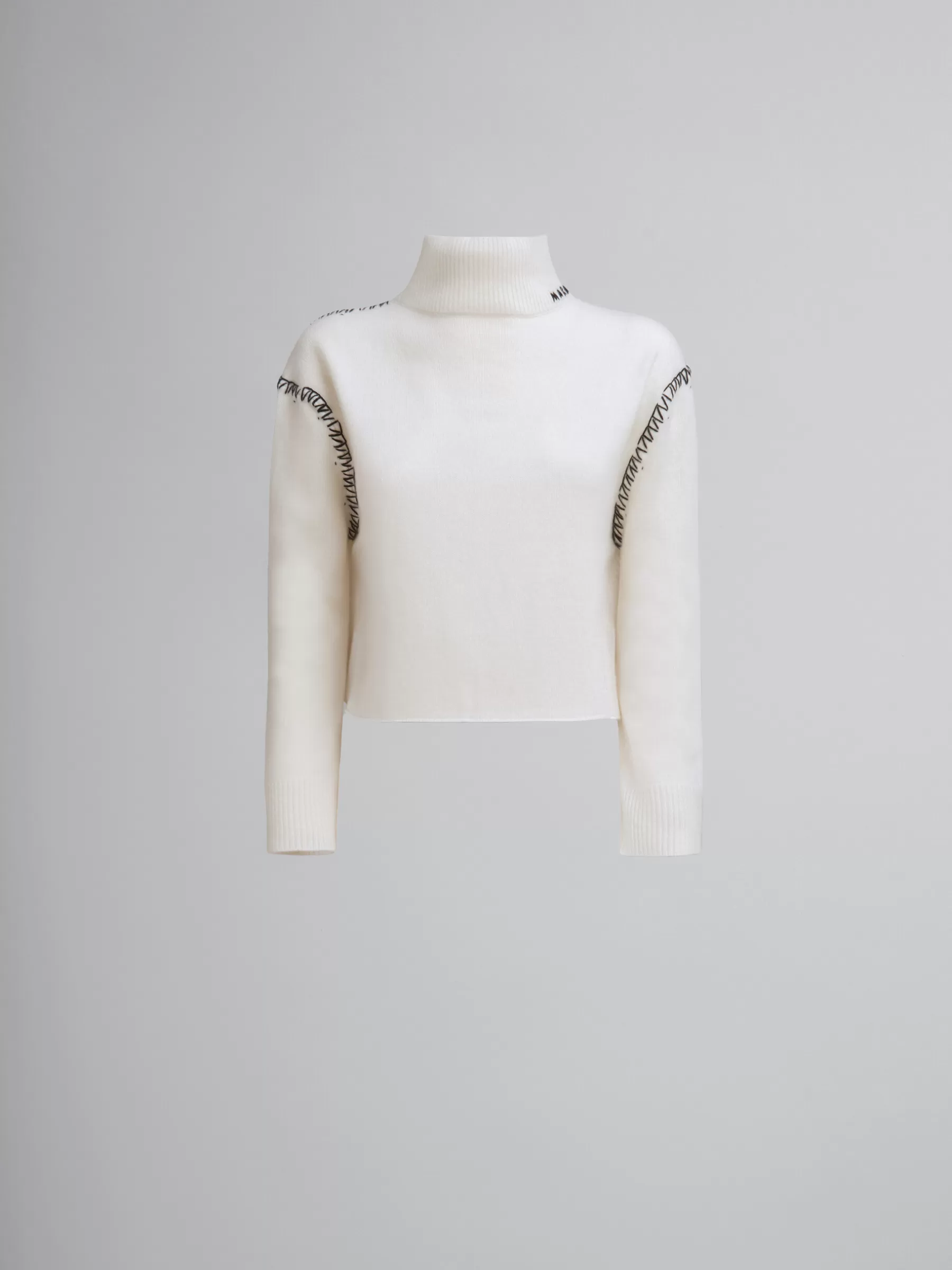 Marni White Wool-cashmere Wrap Jumper With Mending ALABASTER Best Sale