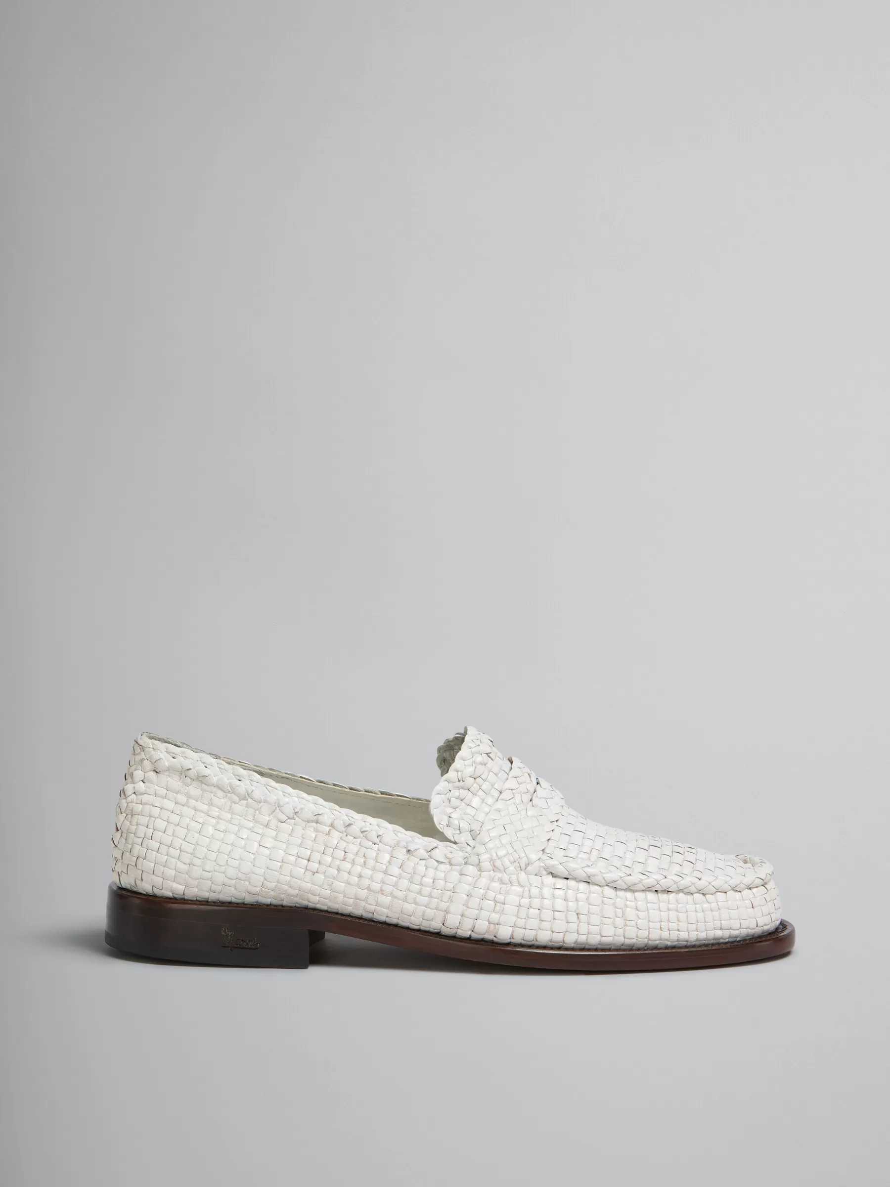 Marni White Woven Leather Bambi Loafer LILYWHITE Best Sale