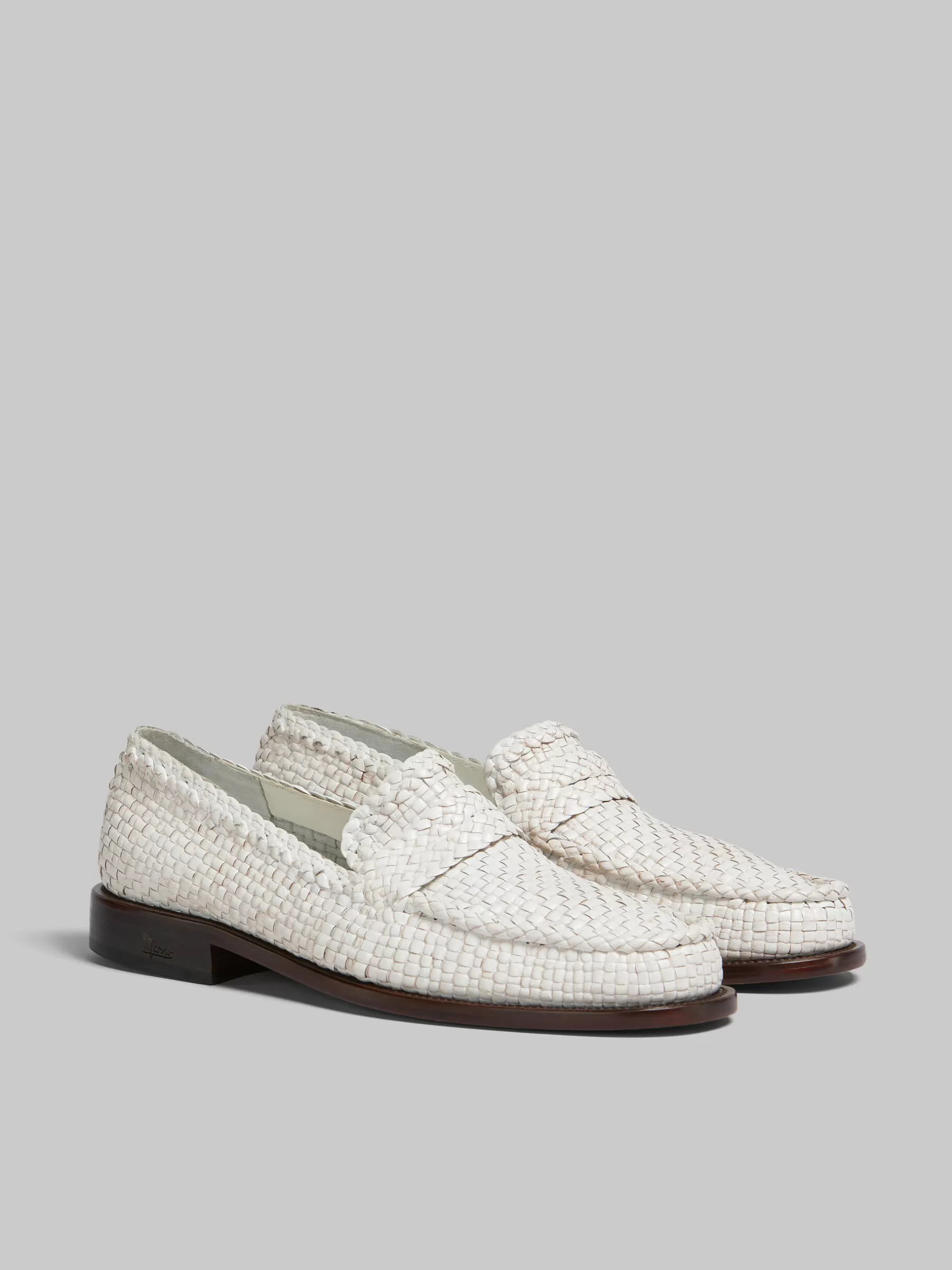 Marni White Woven Leather Bambi Loafer LILYWHITE Best Sale