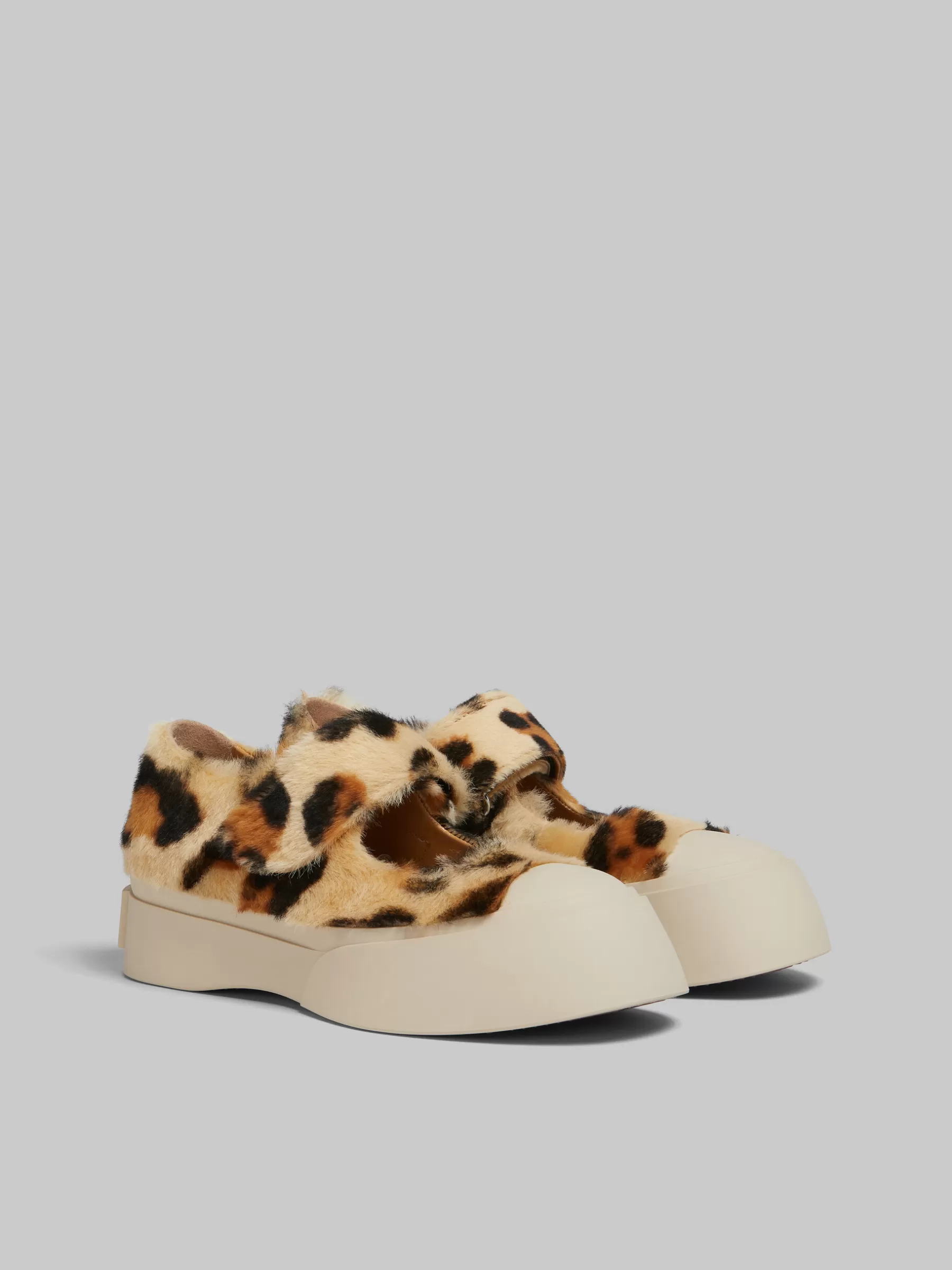 Marni Yellow Animalier Print Shearling Mary Jane Sneaker YELLOW/BROWN Best Sale