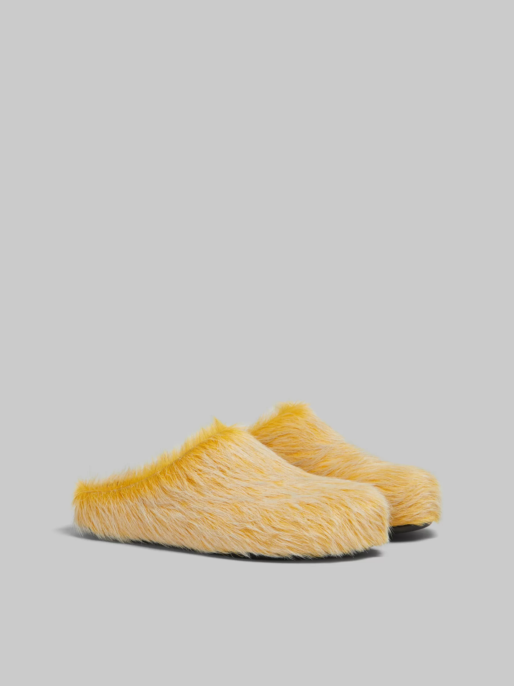 Marni Long Hair Calfskin Fussbett Sabot YELLOW Hot