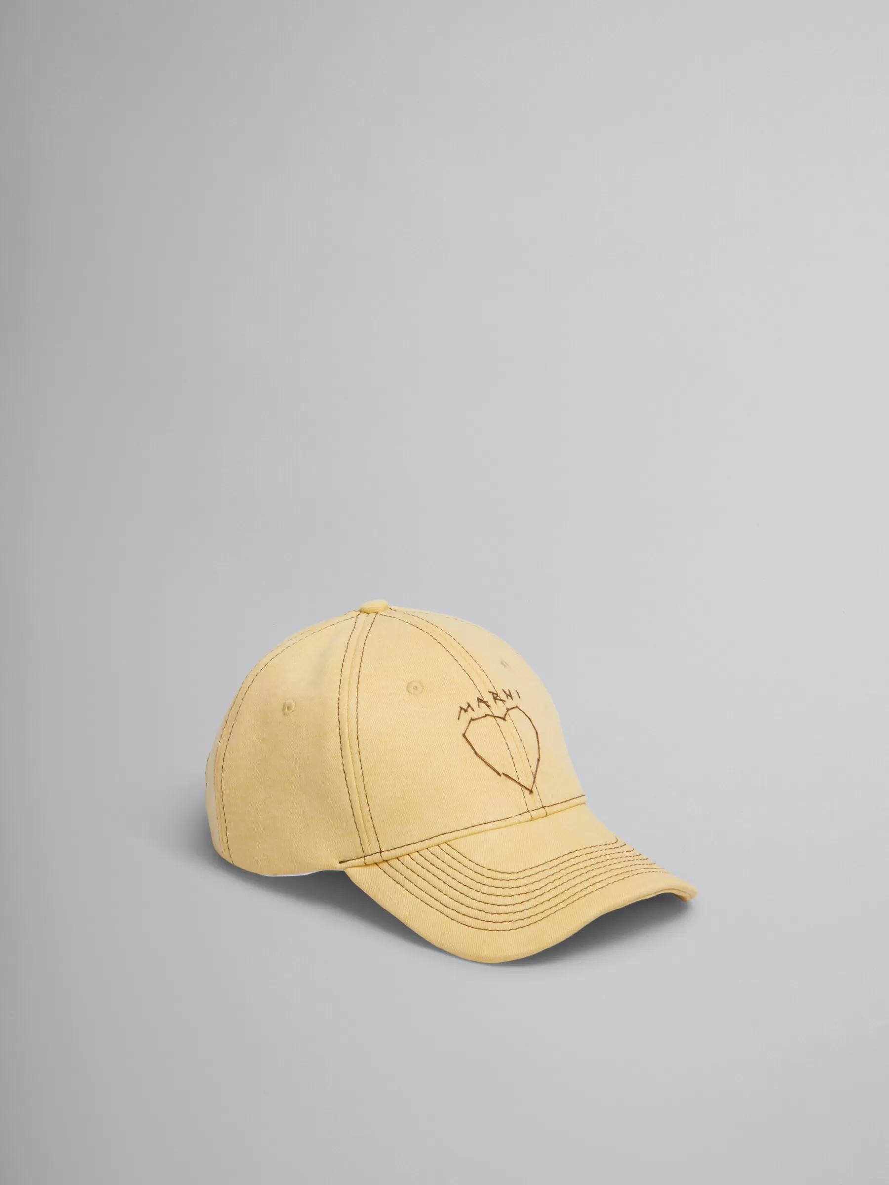 Marni Yellow Organic Denim Baseball Cap With Mending CITRUS Hot