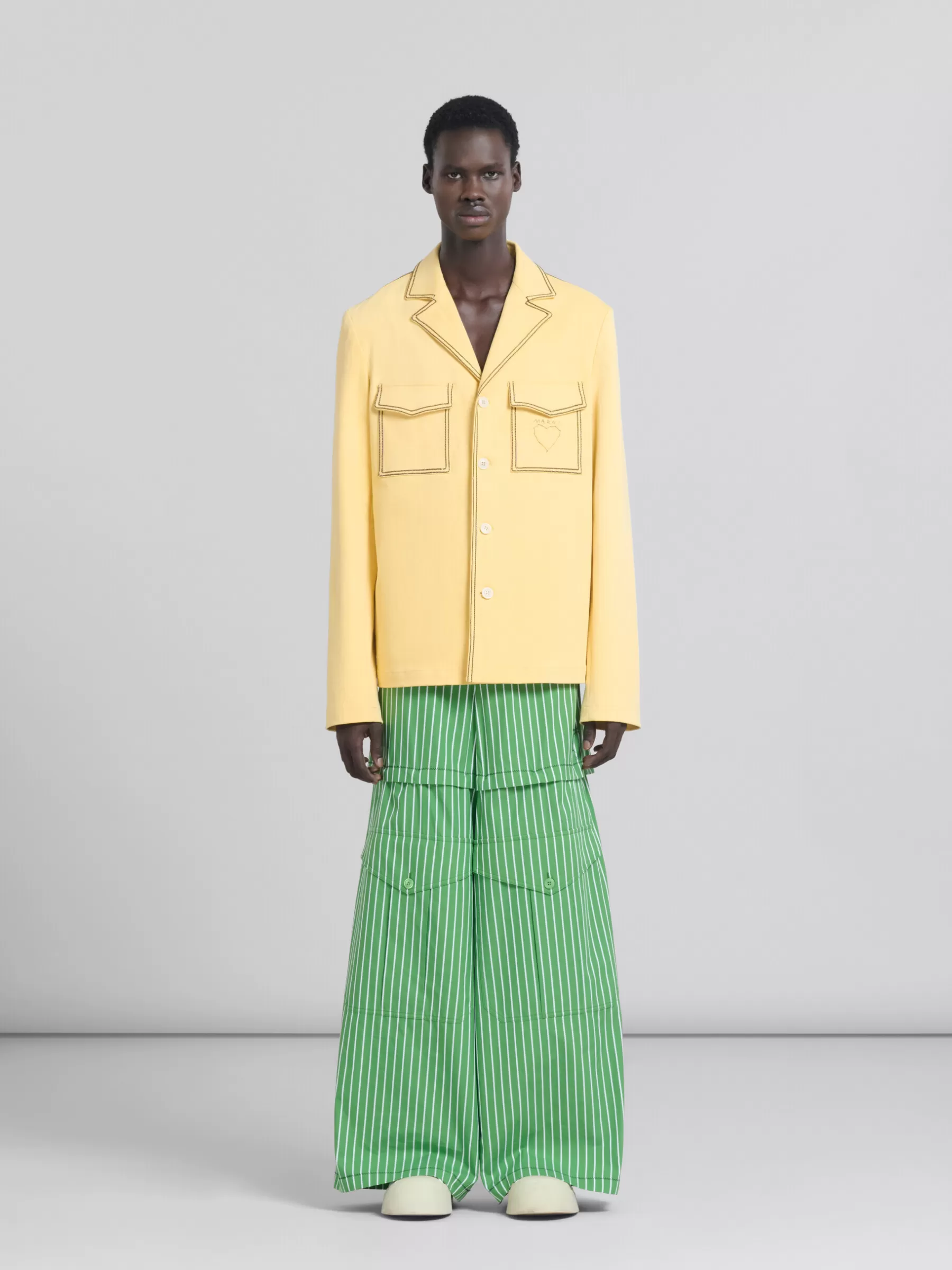 Marni Yellow Organic Denim Blazer With Contrast Stitching CITRUS Clearance