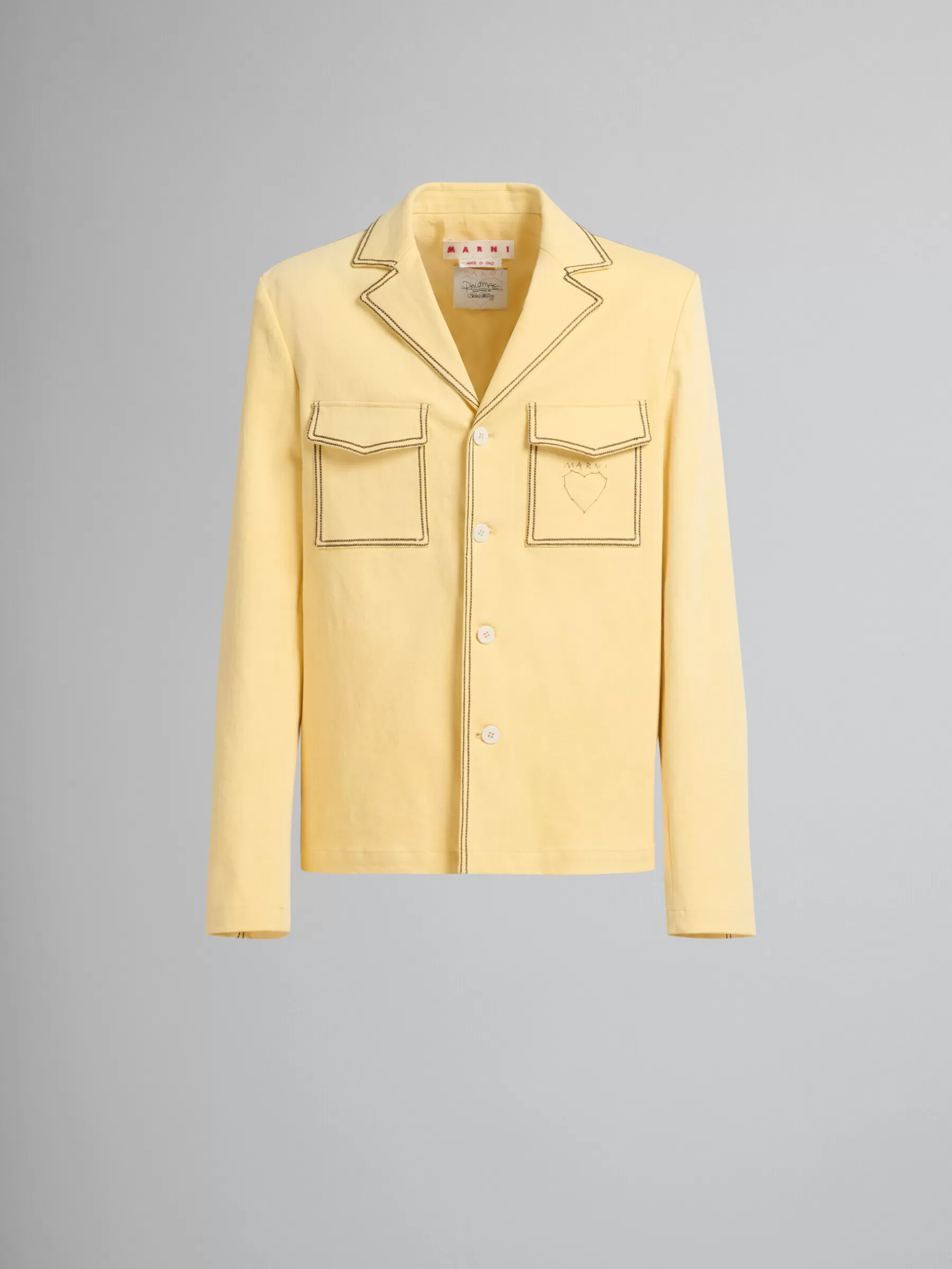 Marni Yellow Organic Denim Blazer With Contrast Stitching CITRUS Clearance