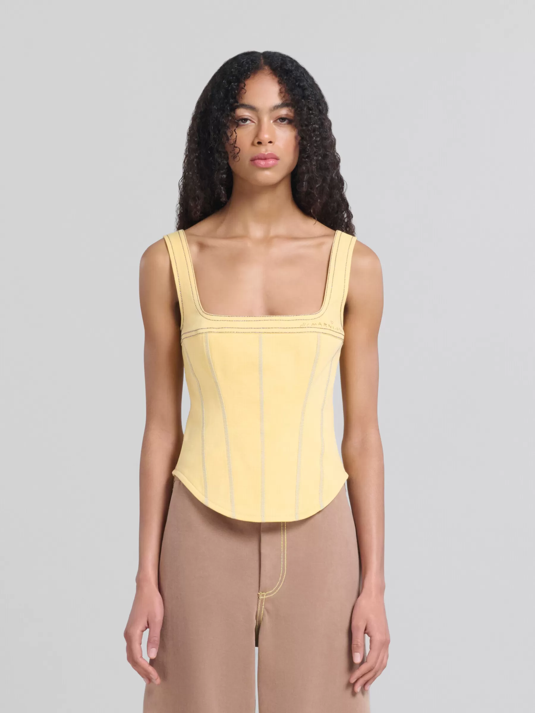 Marni Yellow Organic Denim Corset Top CITRUS Outlet