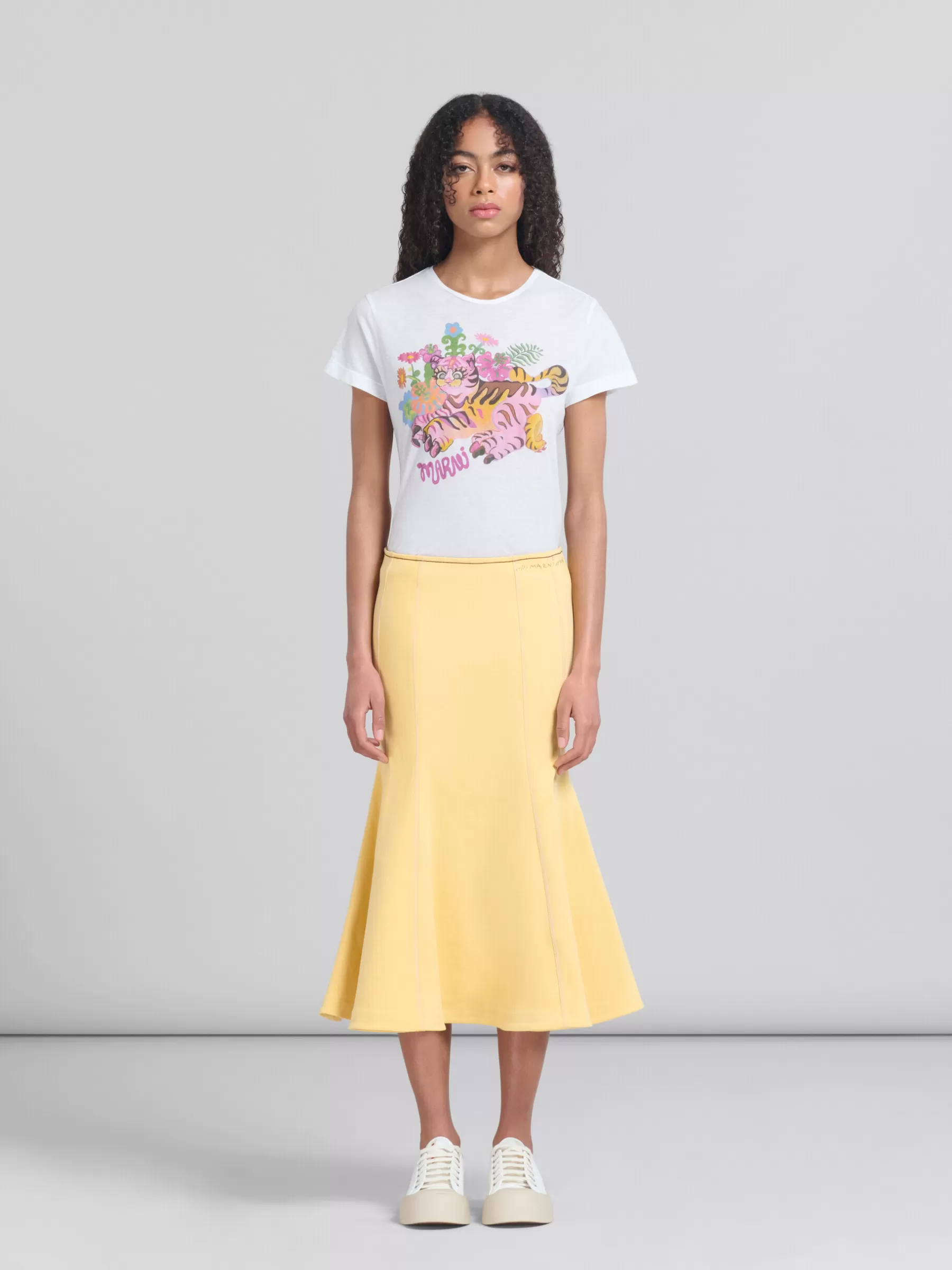 Marni Yellow Organic Denim Mermaid Skirt With Contrast Stitching CITRUS Shop