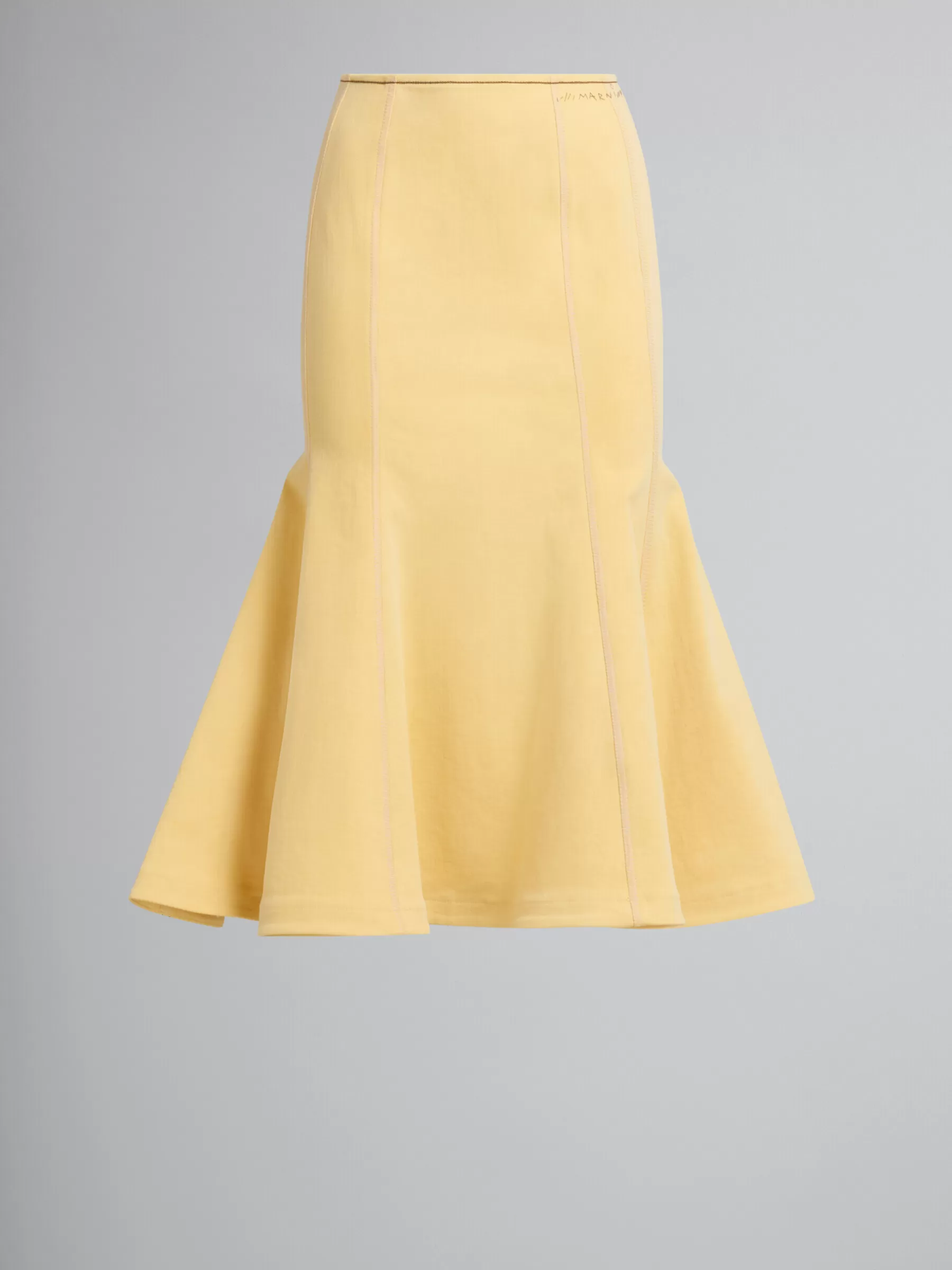 Marni Yellow Organic Denim Mermaid Skirt With Contrast Stitching CITRUS Shop